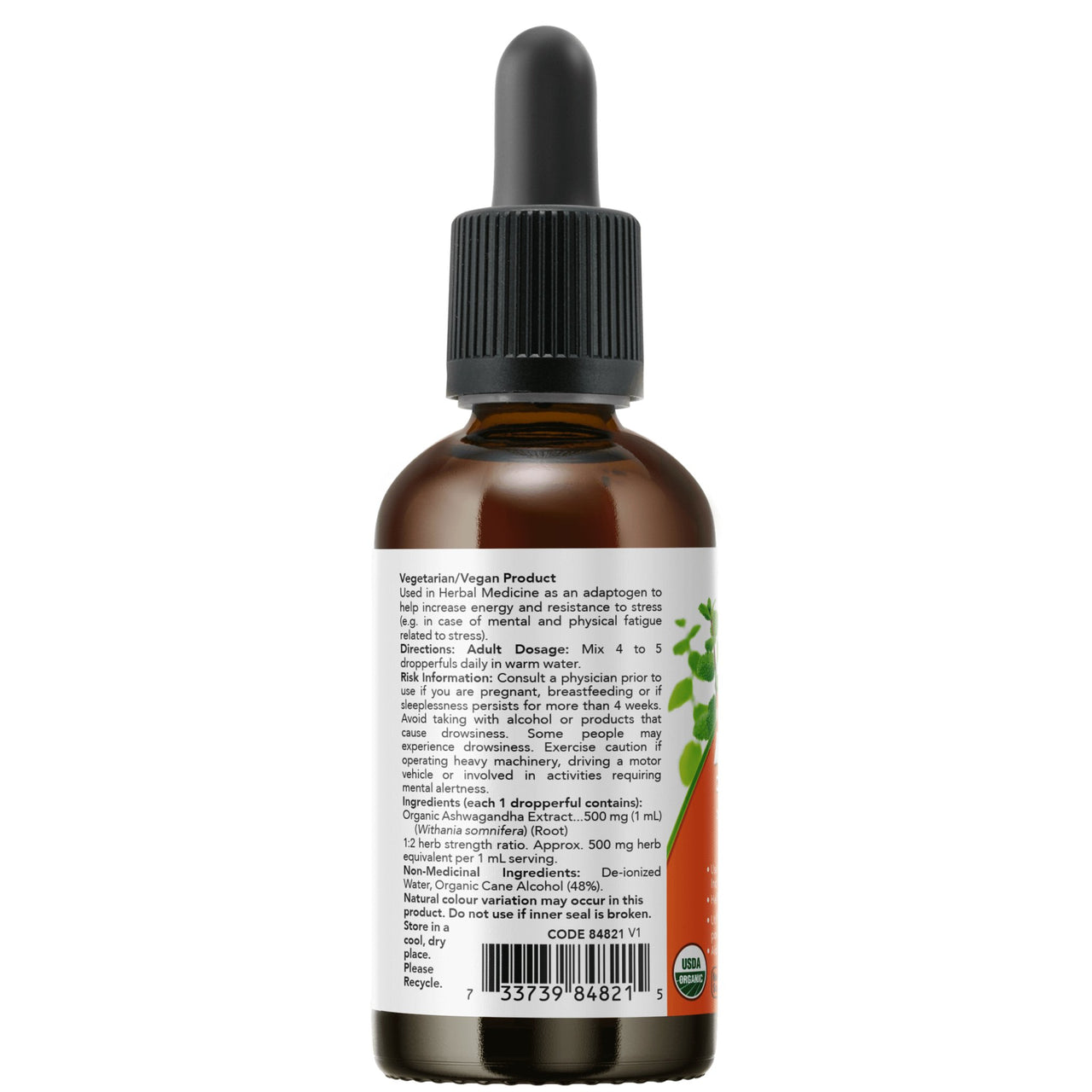 Now Ashwagandha Extract Liquid, Organic, 59mL - Nutrition Plus