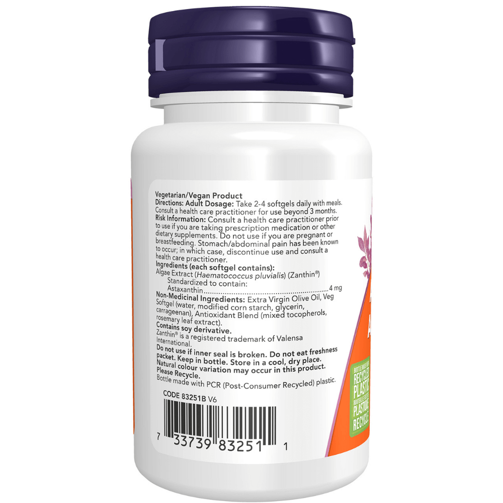 Now Astaxanthin 4mg 60 Veg Softgels - Nutrition Plus