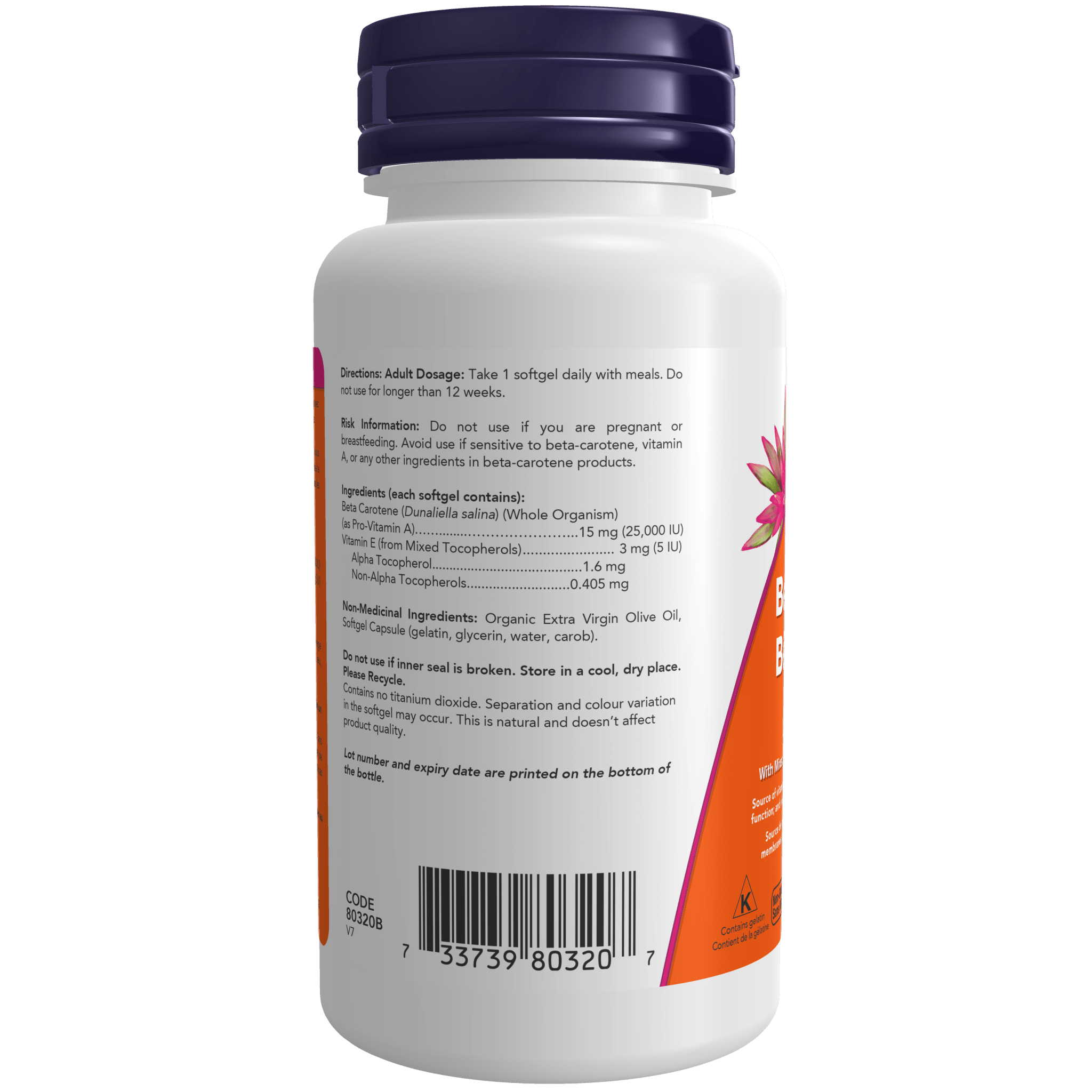 Now Beta Carotene 25,000iu 90 Softgels - Nutrition Plus