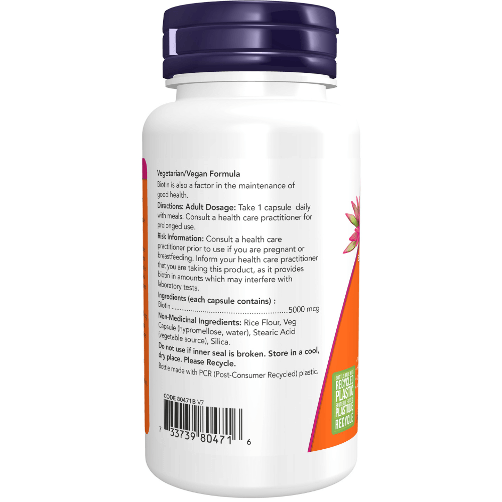 Now Biotin 5,000mcg 120 Veg Capsules - Nutrition Plus