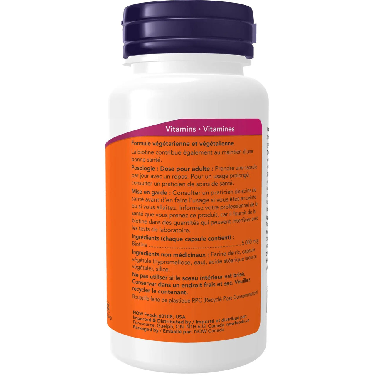 Now Biotin 5,000mcg 60 Veg Capsules - Nutrition Plus