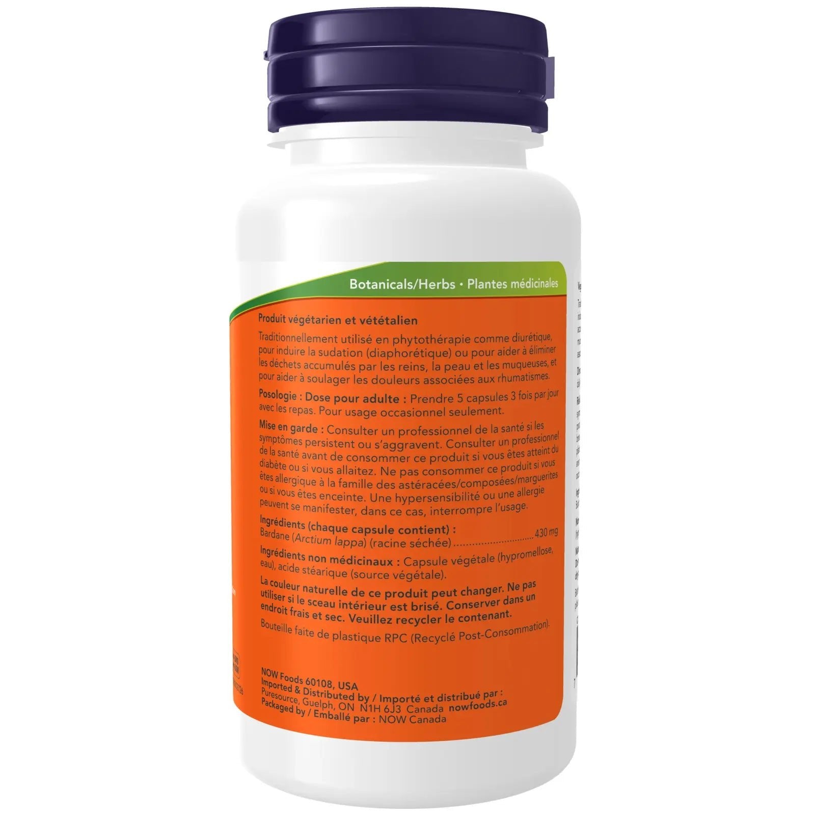 Now Burdock Root 430mg 100 Capsules - Nutrition Plus