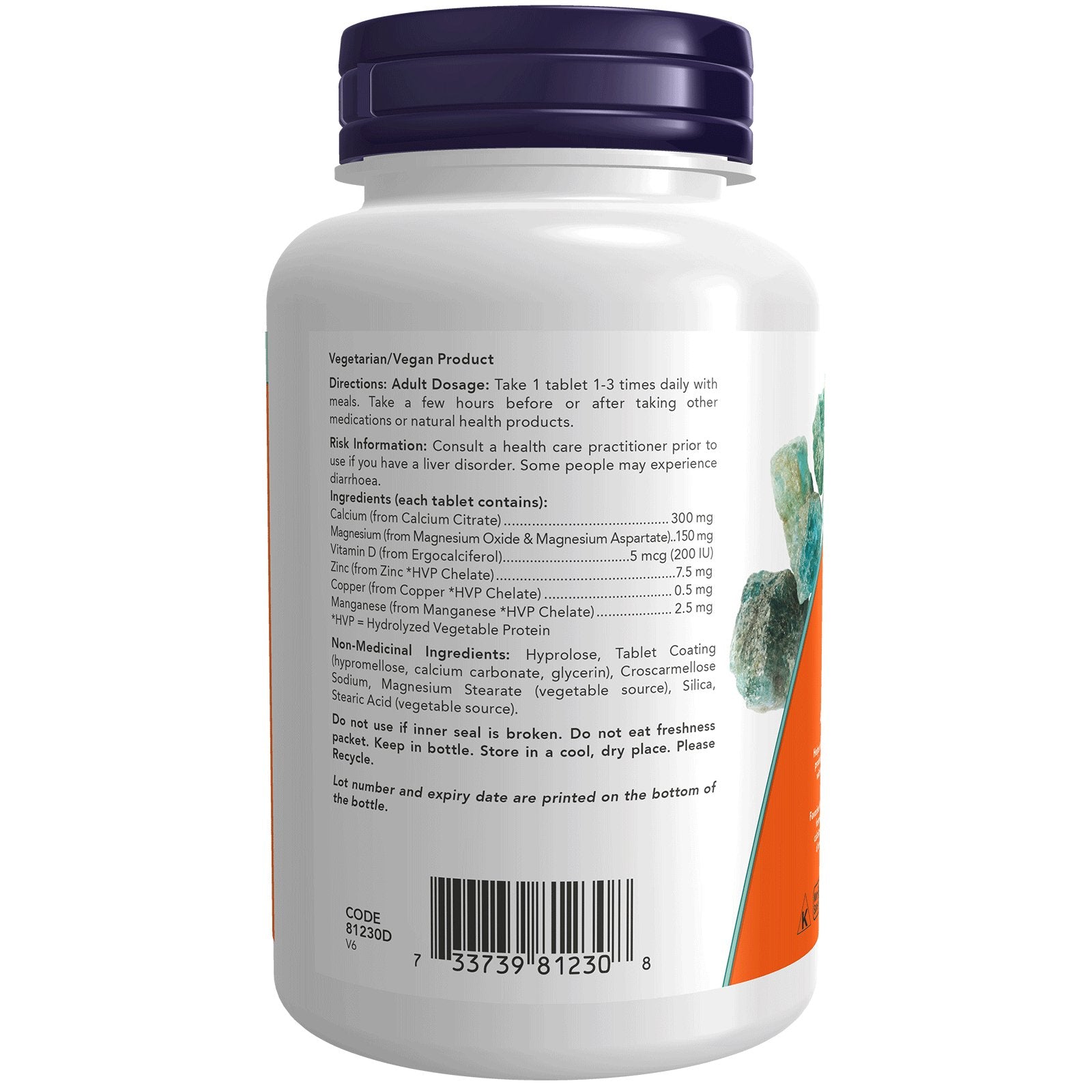 Now Calcium Citrate with Minerals & Vitamin D 100 Tablets - Nutrition Plus