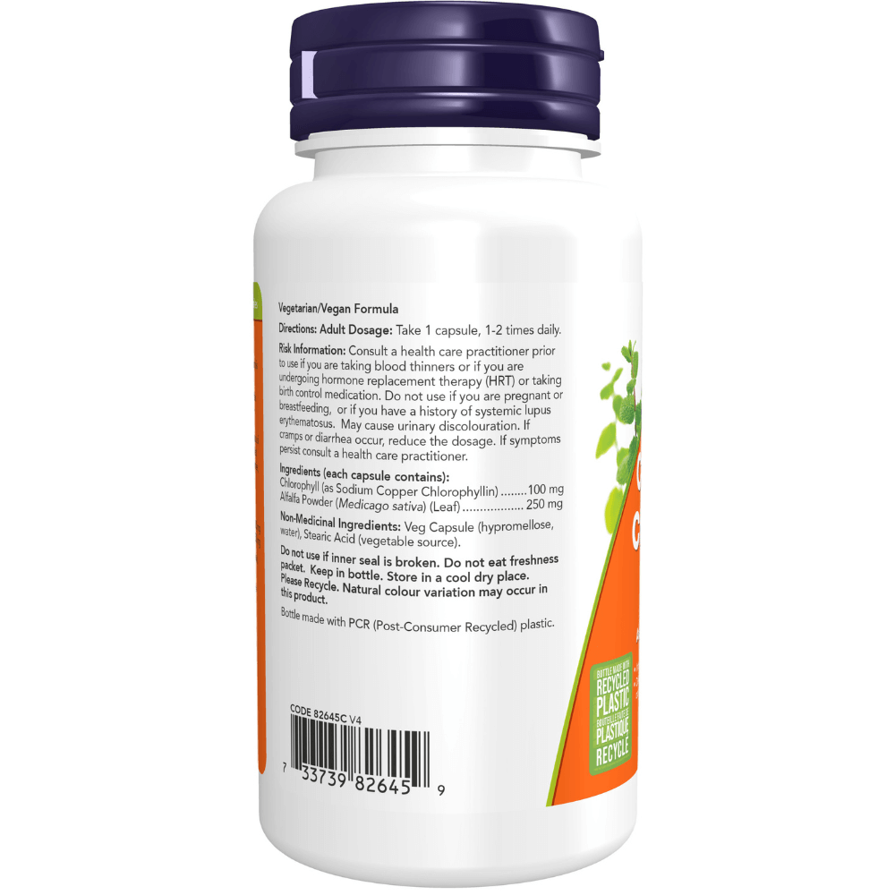 Now Chlorophyll 100 mg with Alfalfa 90 Veg Capsules - Nutrition Plus