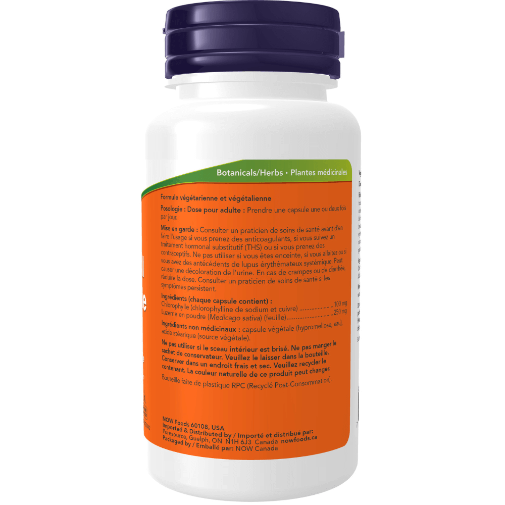 Now Chlorophyll 100 mg with Alfalfa 90 Veg Capsules - Nutrition Plus