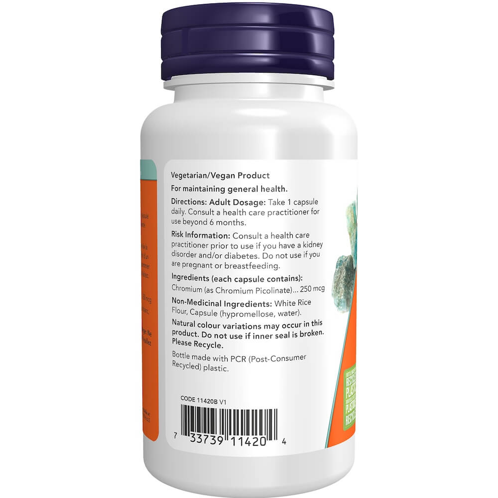 Now Chromium Picolinate 250mcg 100 Veg Capsules - Nutrition Plus