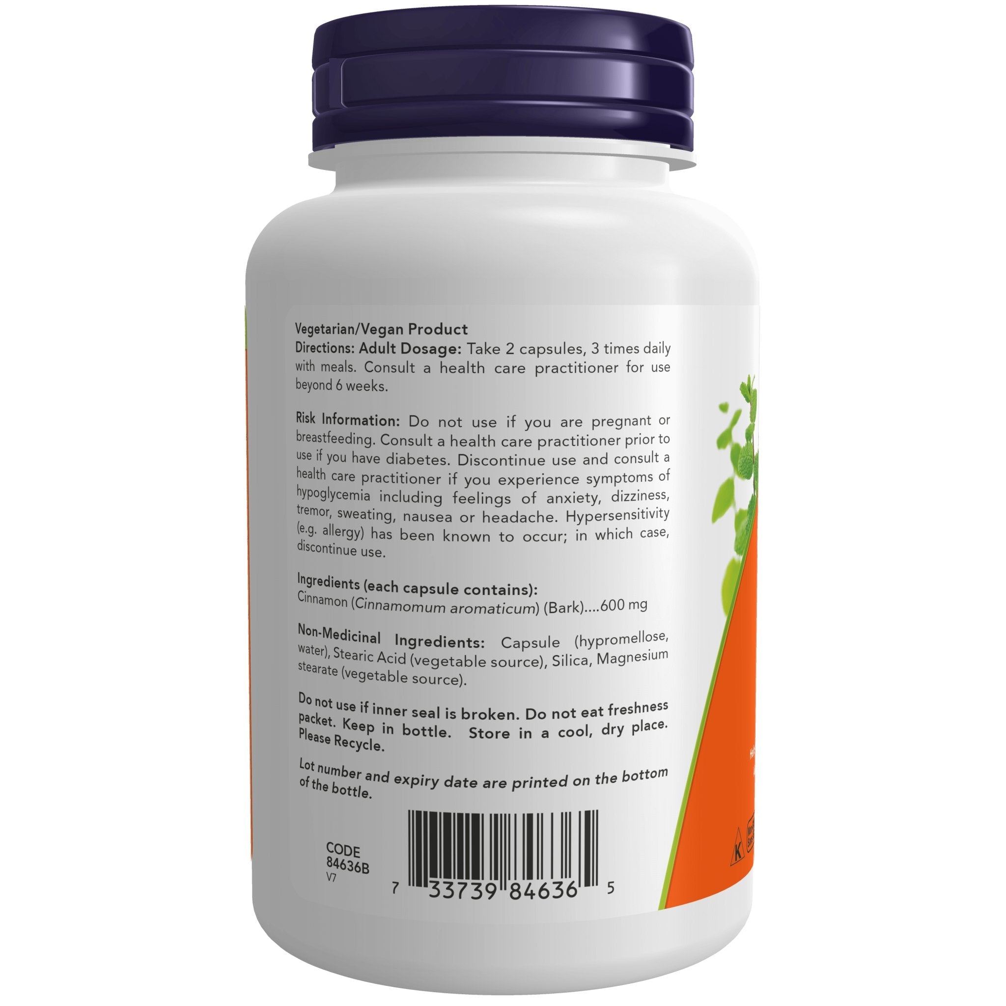 Now Cinnamon 600mg 120 Veg Capsules - Nutrition Plus