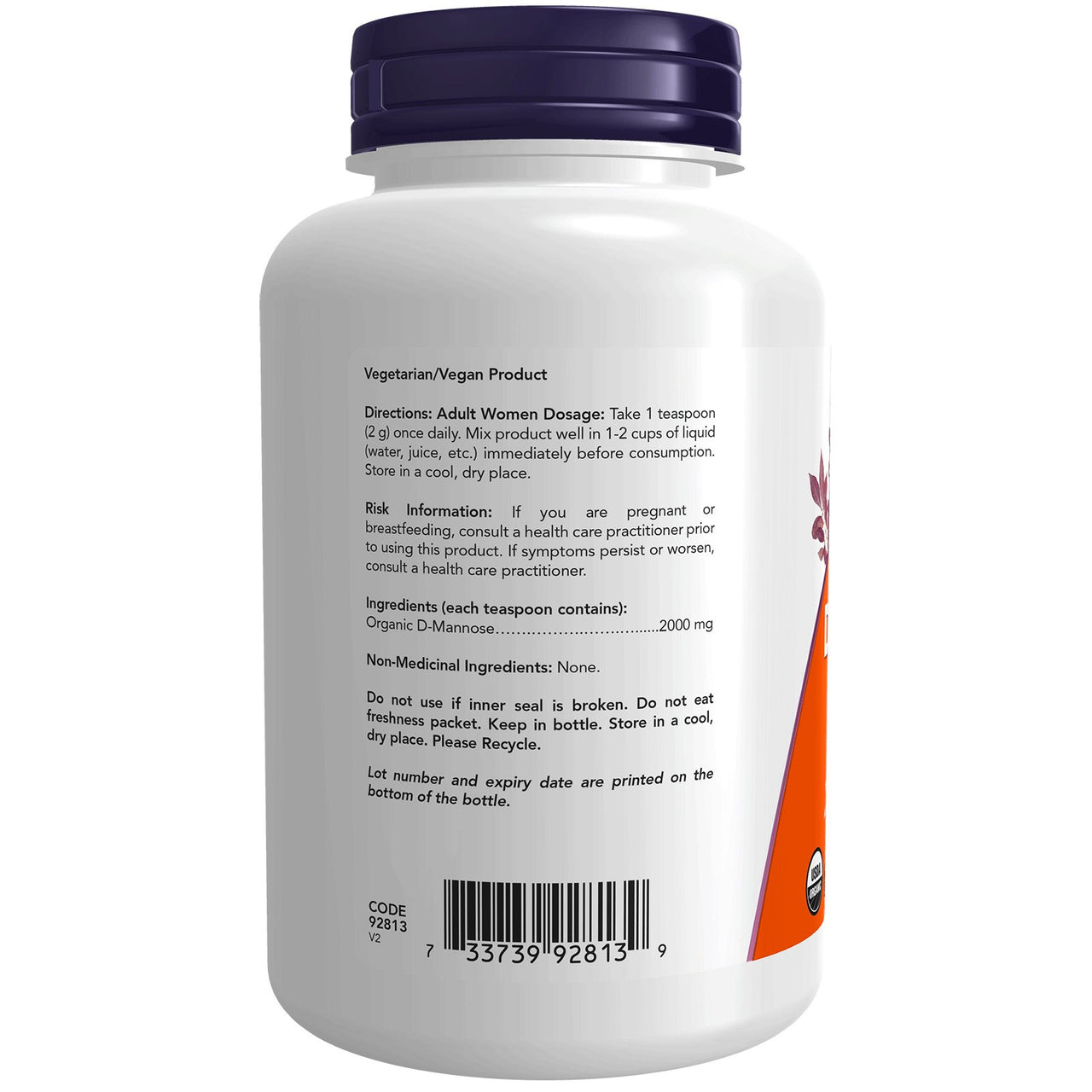 Now D - Mannose, Organic Powder 76 Grams - Nutrition Plus