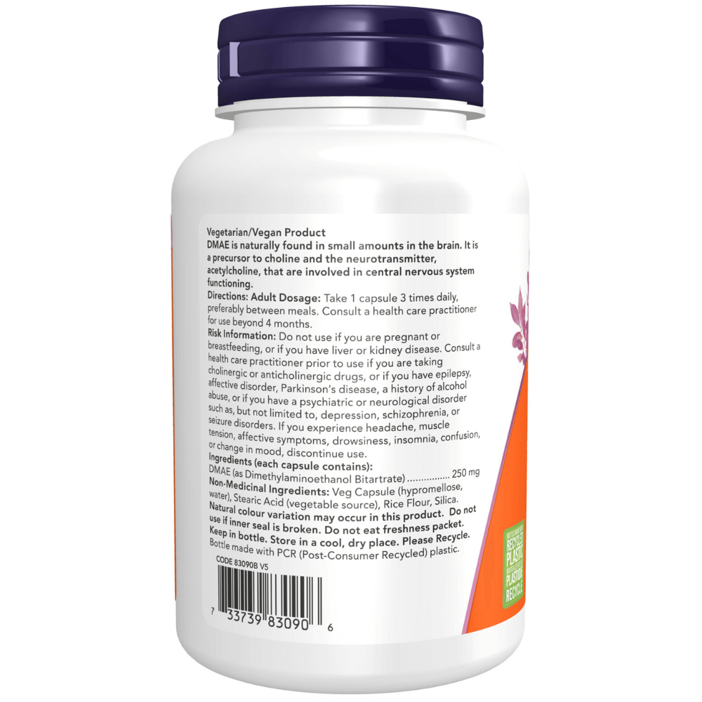 Now DMAE 250mg 100 Veg Capsules - Nutrition Plus