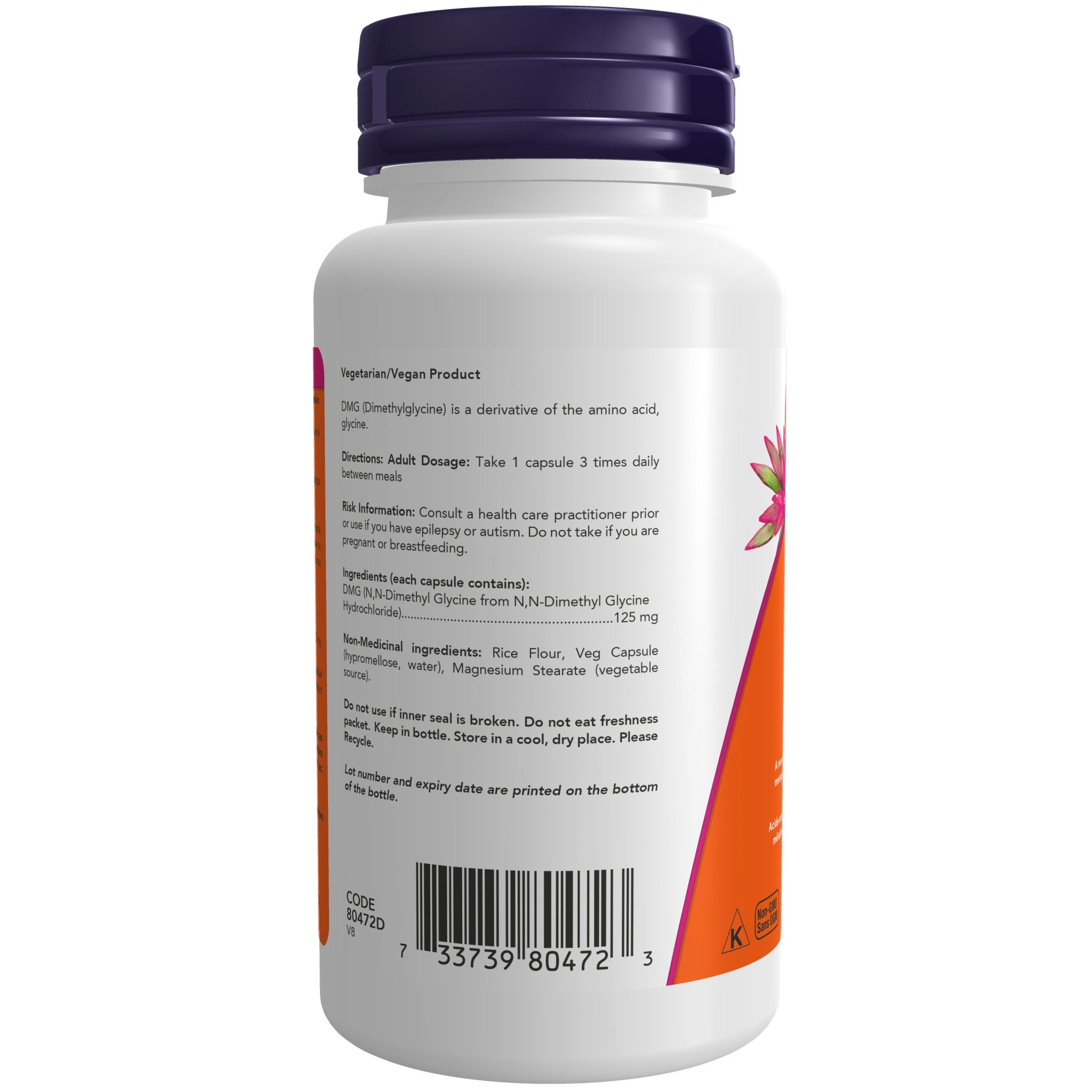 Now DMG 125mg 100 Veg Capsules - Nutrition Plus