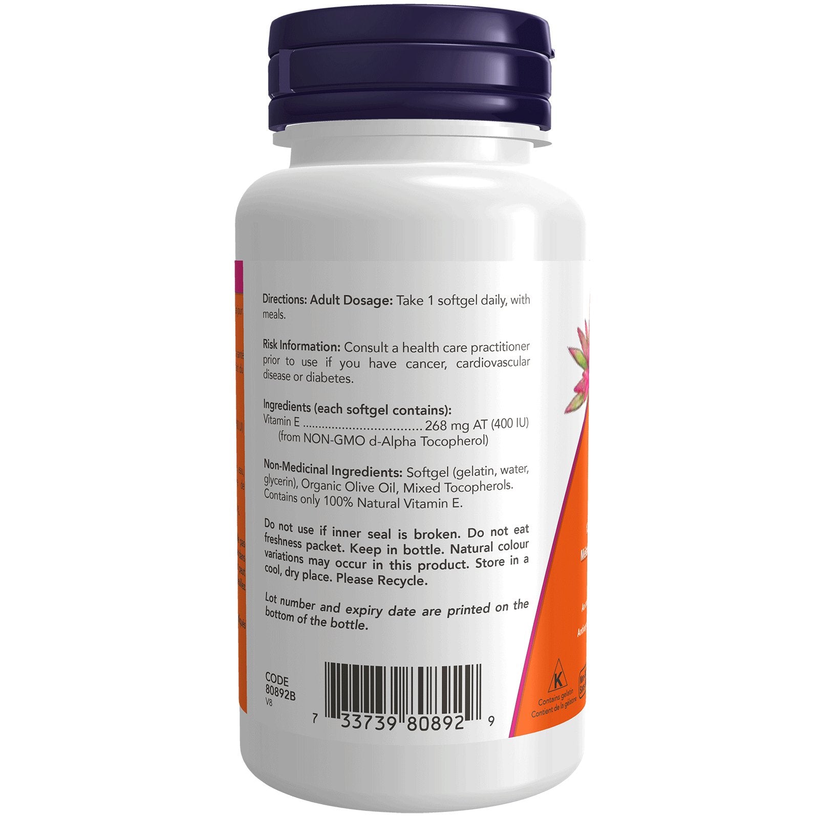 Now E - 400 IU 100% Natural Mixed Tocopherols 100 Softgels - Nutrition Plus