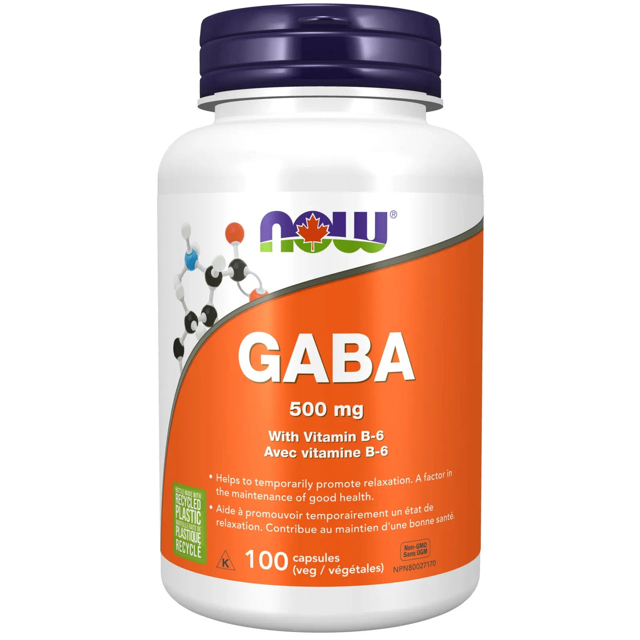 Now GABA 500mg + B5 100 Veg Capsules - Nutrition Plus