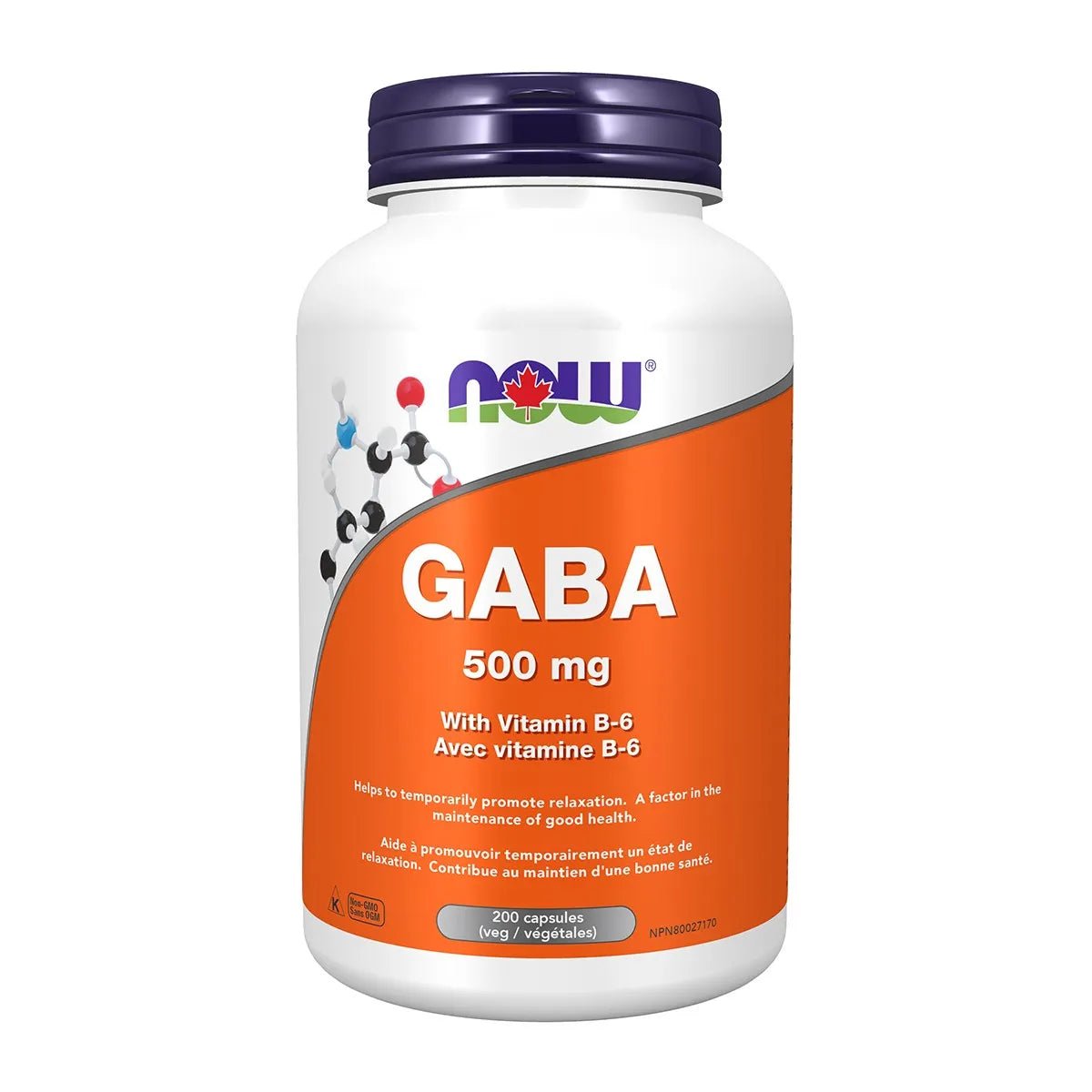 Now GABA 500mg + B5 200 Veg Capsules - Nutrition Plus