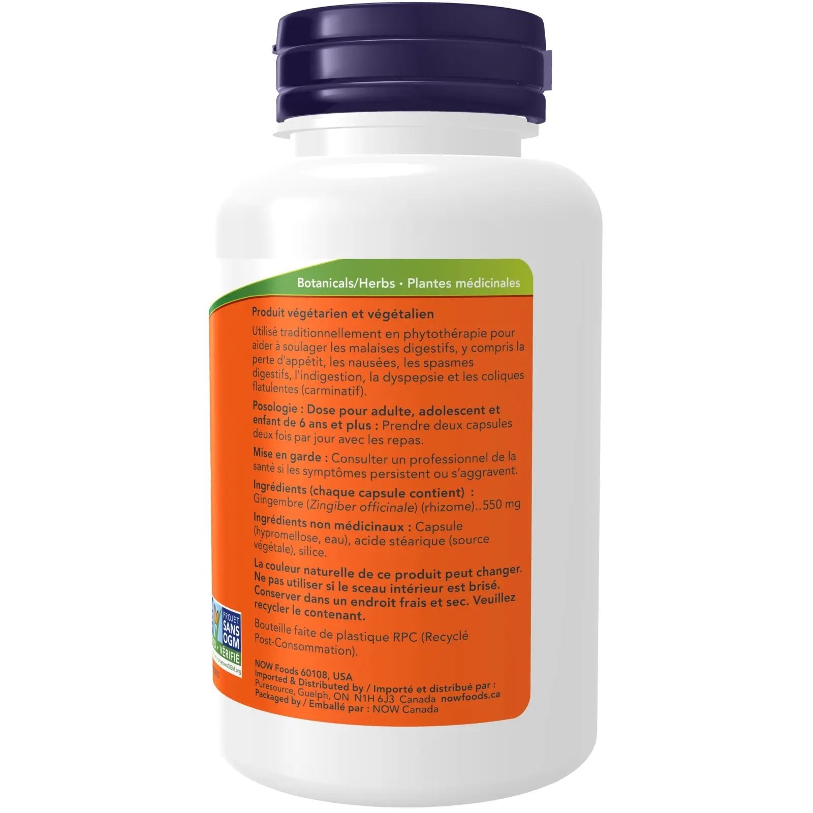 Now Ginger Root 550mg 100 Veg Capsules - Nutrition Plus