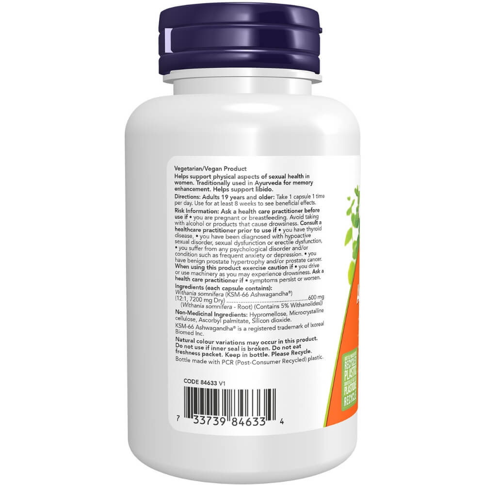 Now KSM66 Ashwagandha 600mg 90 Veg Capsules - Nutrition Plus