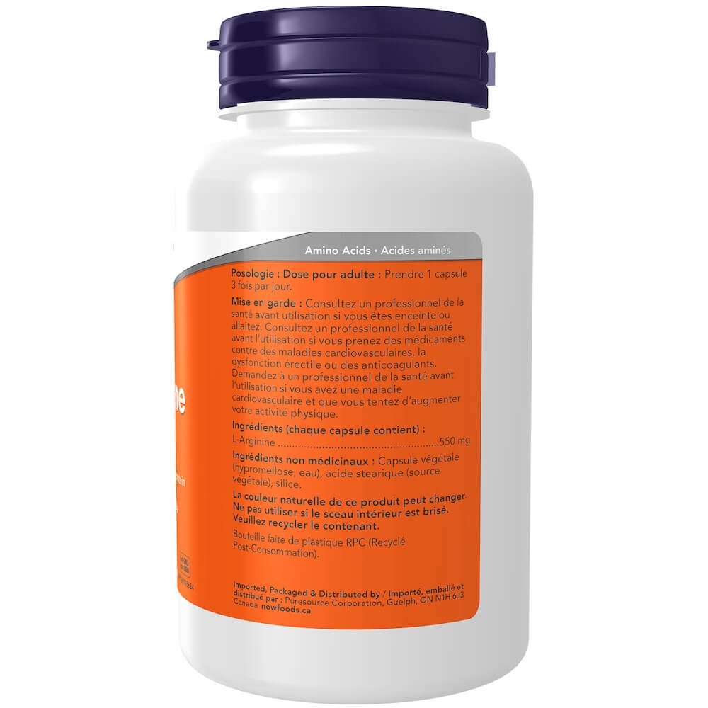 Now L-Arginine 550mg 100 Veg Capsules - Nutrition Plus