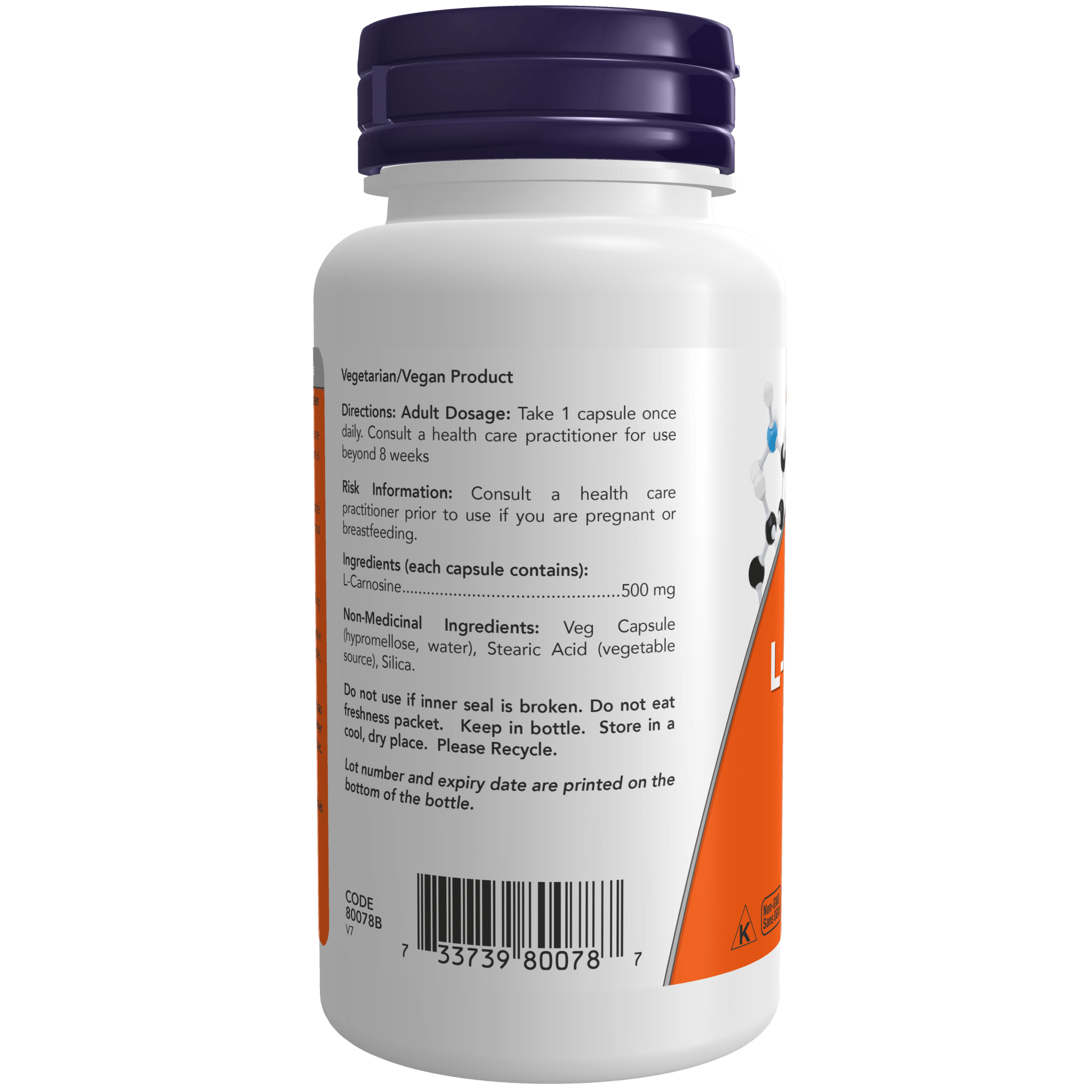 Now L - Carnosine 500mg 50 Veg Capsules - Nutrition Plus