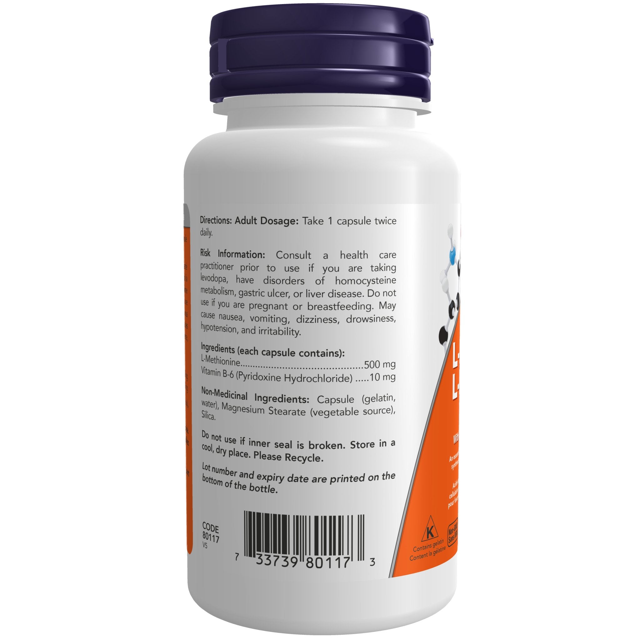 Now L-Methionine 500mg 100 Capsules - Nutrition Plus