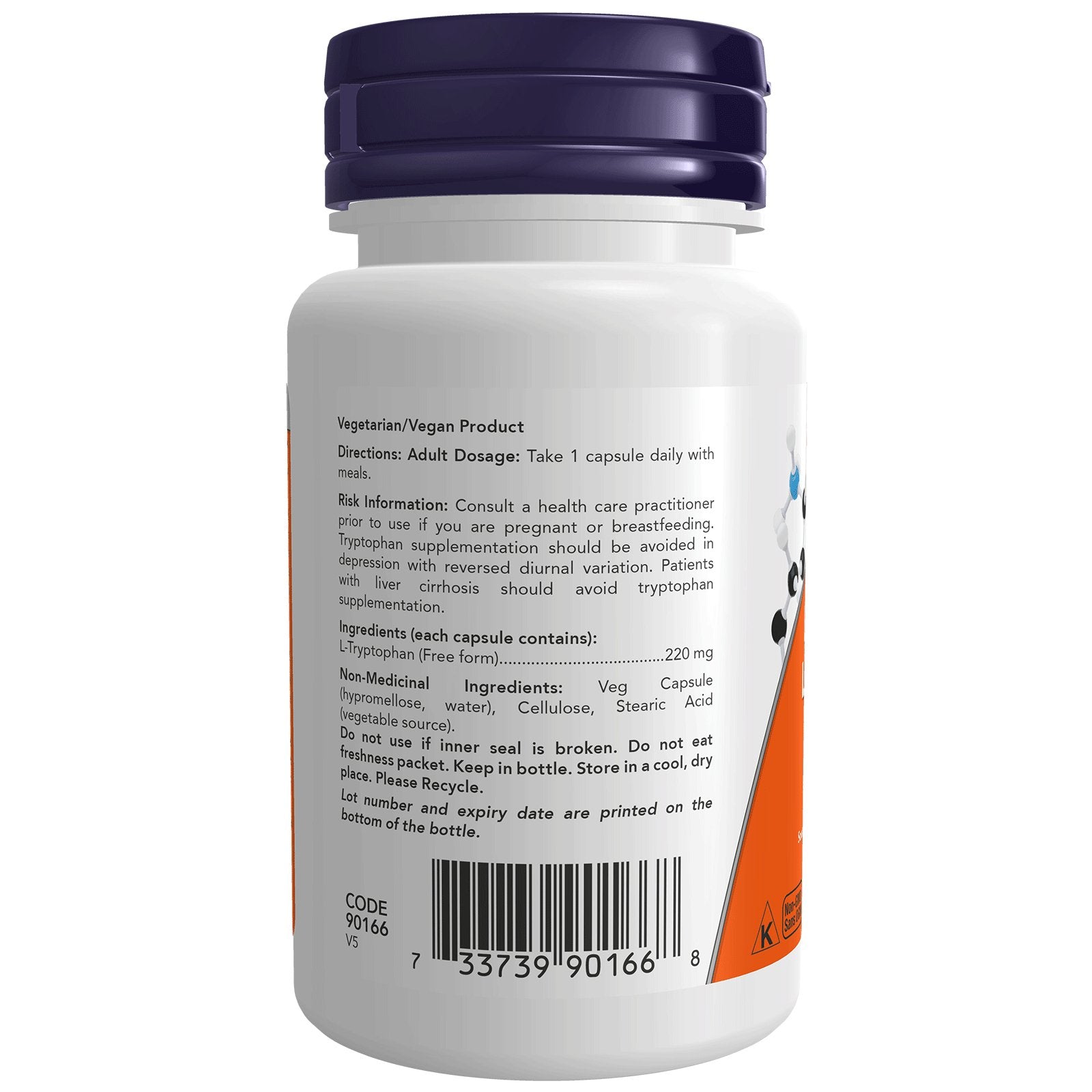 Now L - Tryptophan 220 mg 60 Veg Capsules - Nutrition Plus