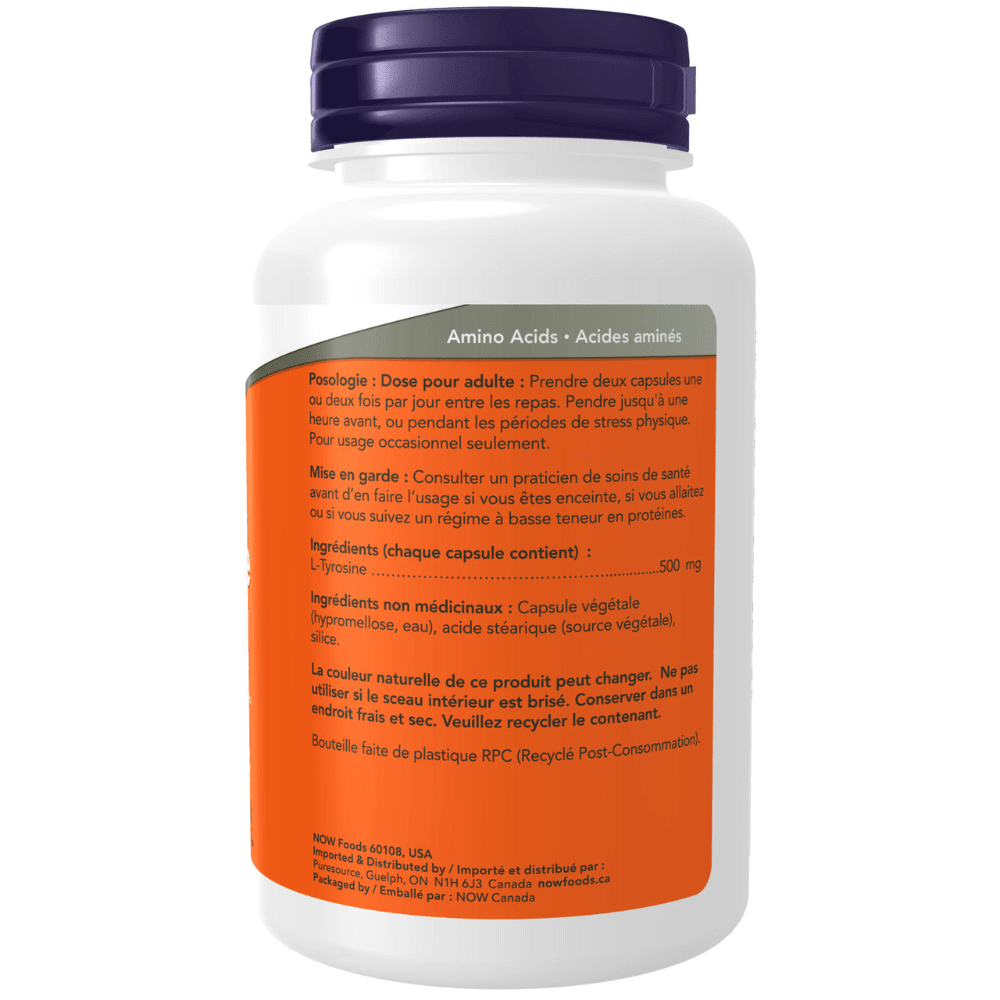 Now L-Tyrosine 500mg 120 Veg Capsules - Nutrition Plus