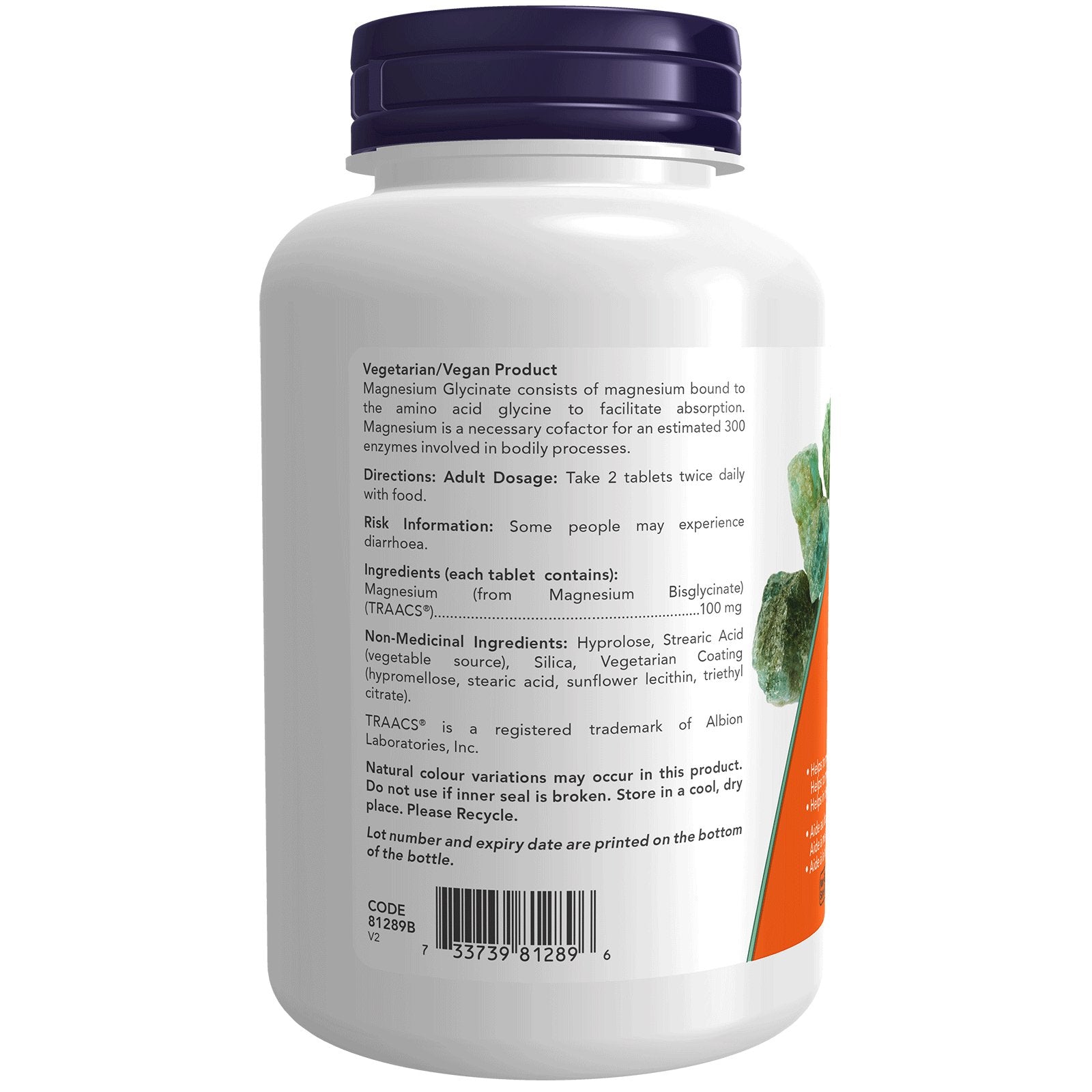 Now Magnesium Bisglycinate 100mg 180 Tablets - Nutrition Plus