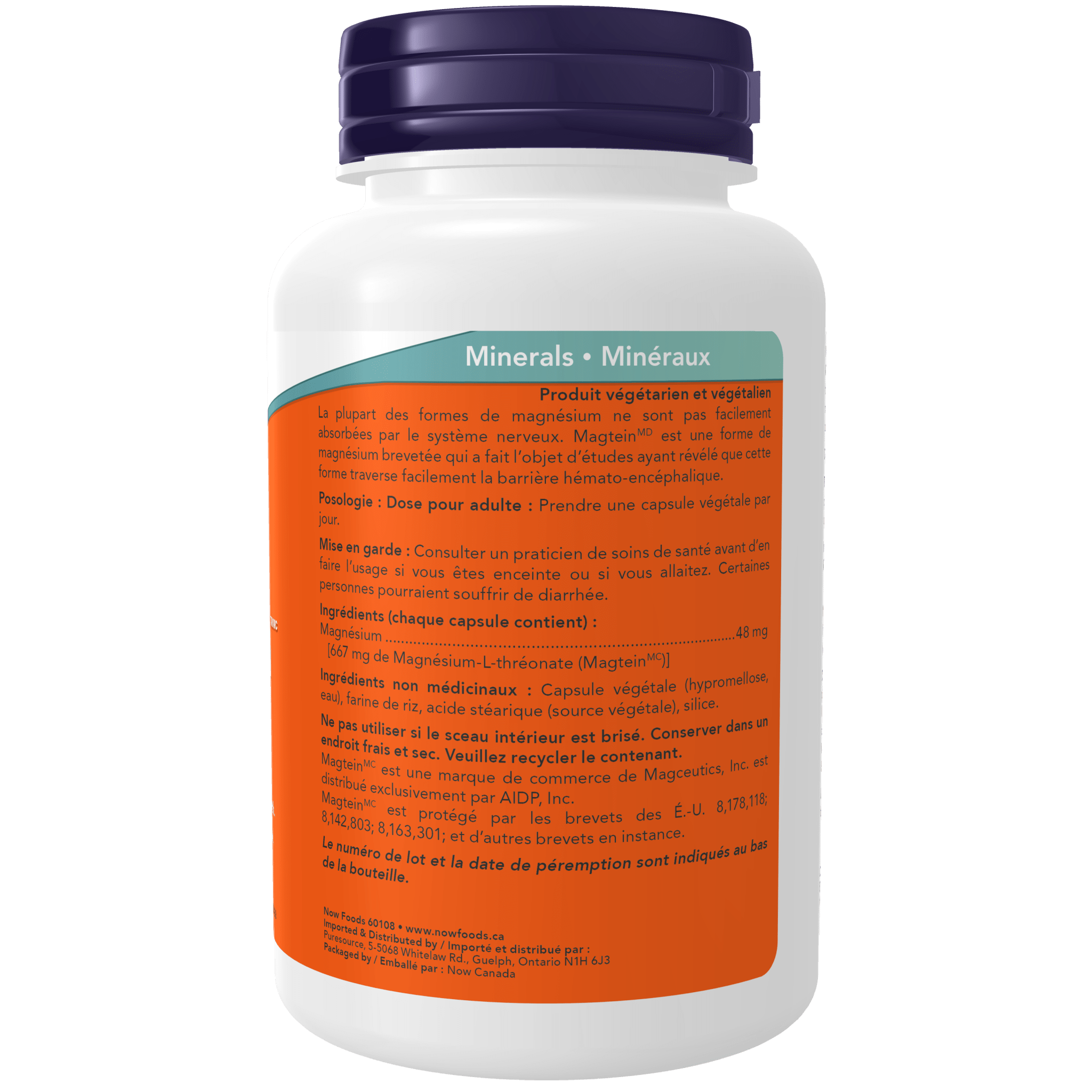 Now Magtein Magnesium L - Threonate 90 Veg Capsules - Nutrition Plus