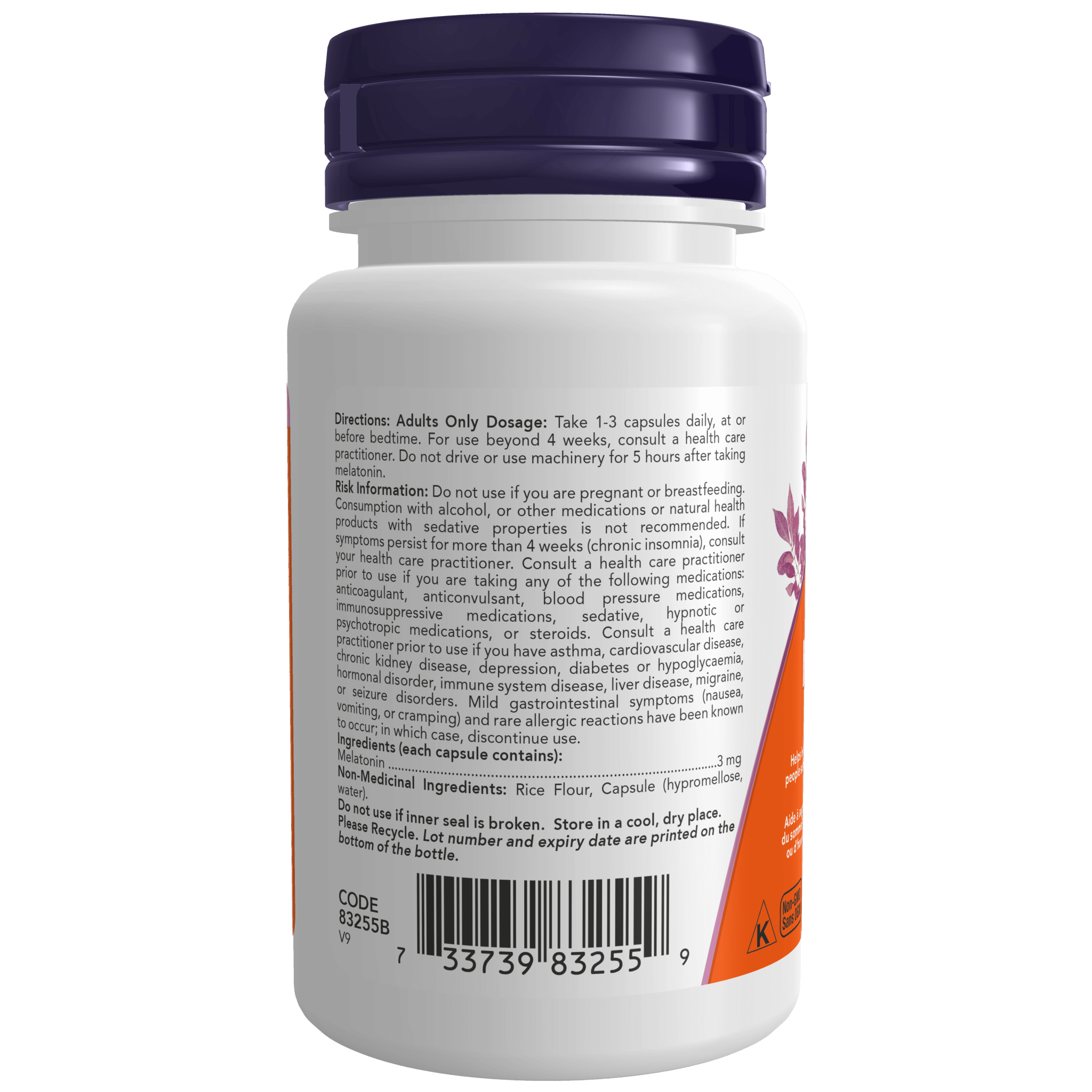 Now Melatonin 3mg 60 Capsules - Nutrition Plus