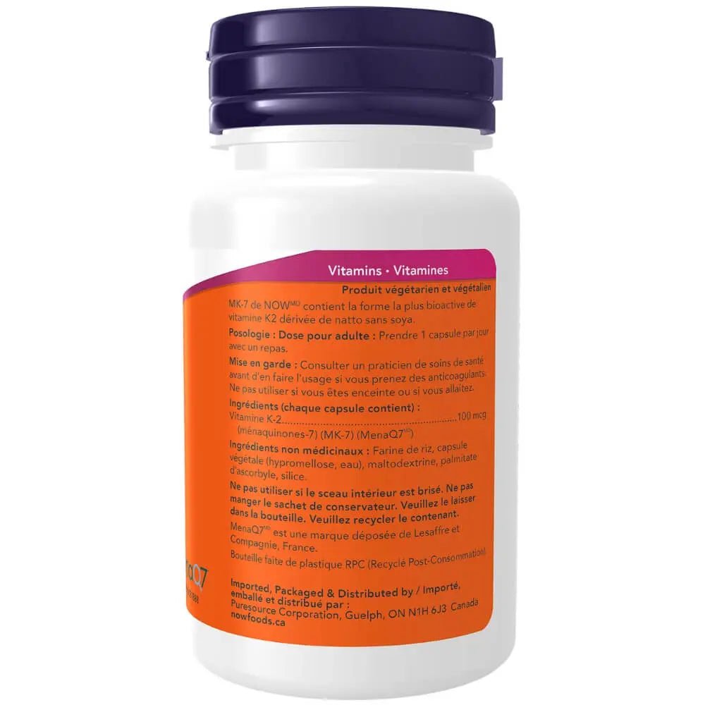 Now MK-7 Vitamin K-2 100mcg 60 Veg Capsules - Nutrition Plus