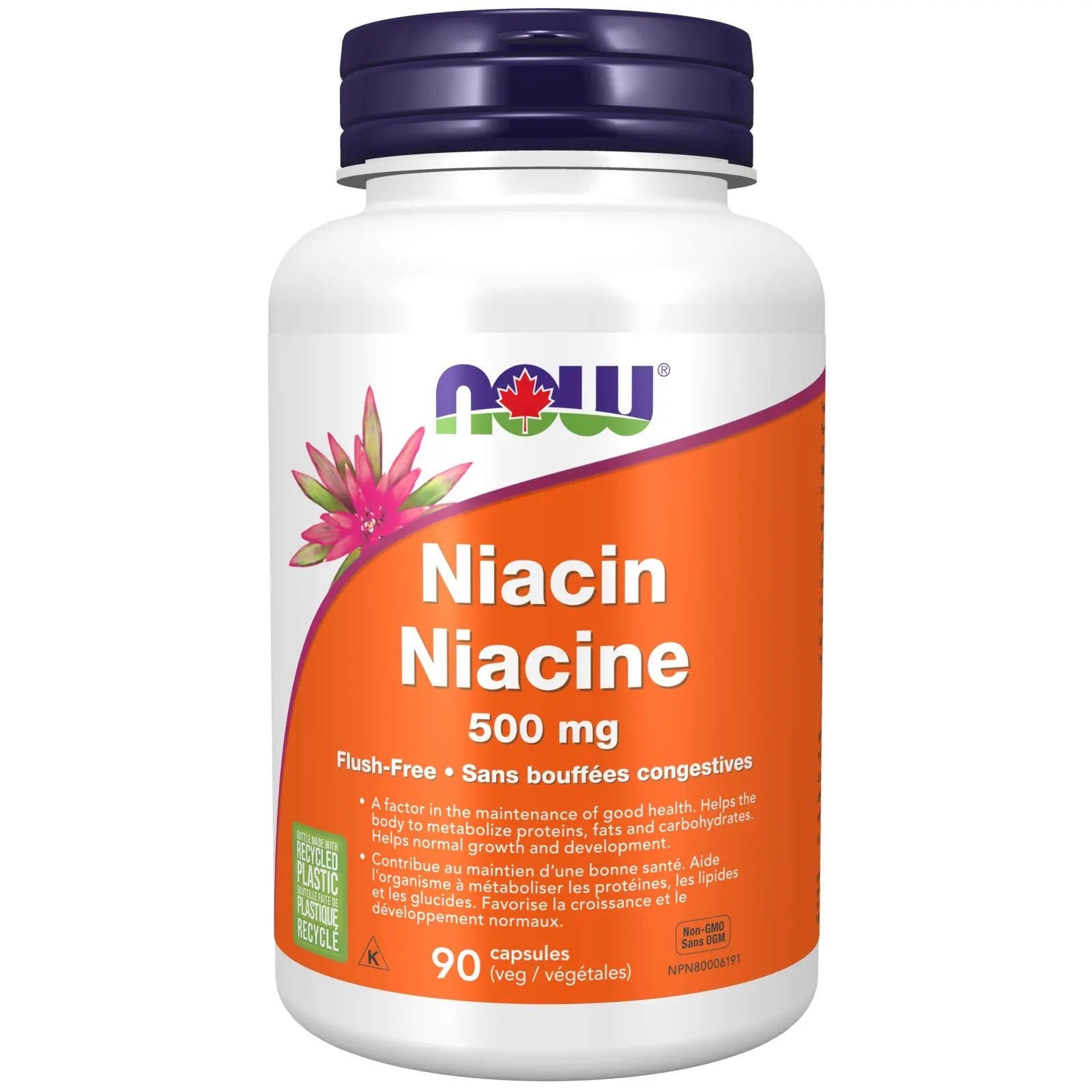 Now Niacin 500mg, Flush - Free 90 Veg Capsules - Nutrition Plus