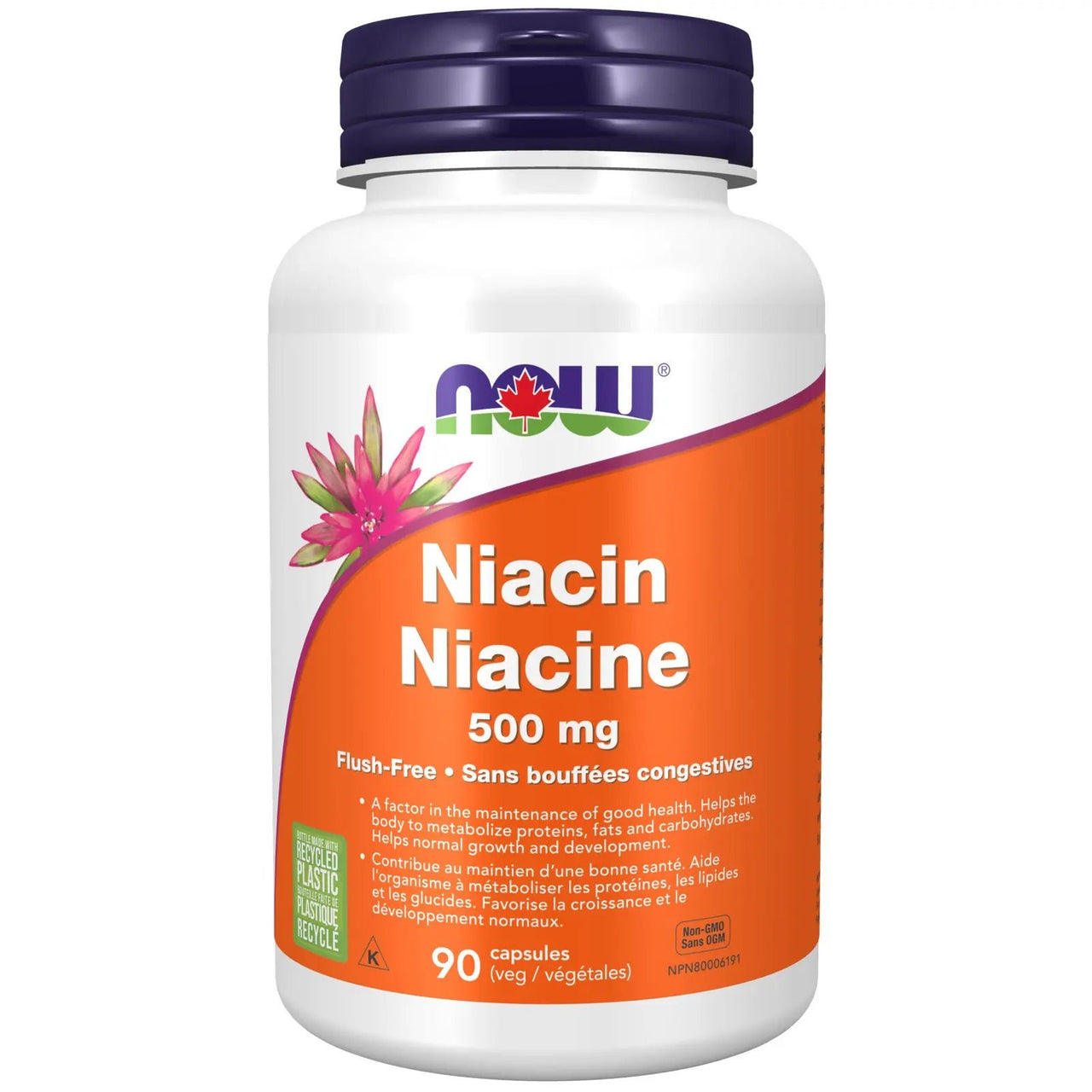 Now Niacin 500mg, Flush - Free 90 Veg Capsules - Nutrition Plus