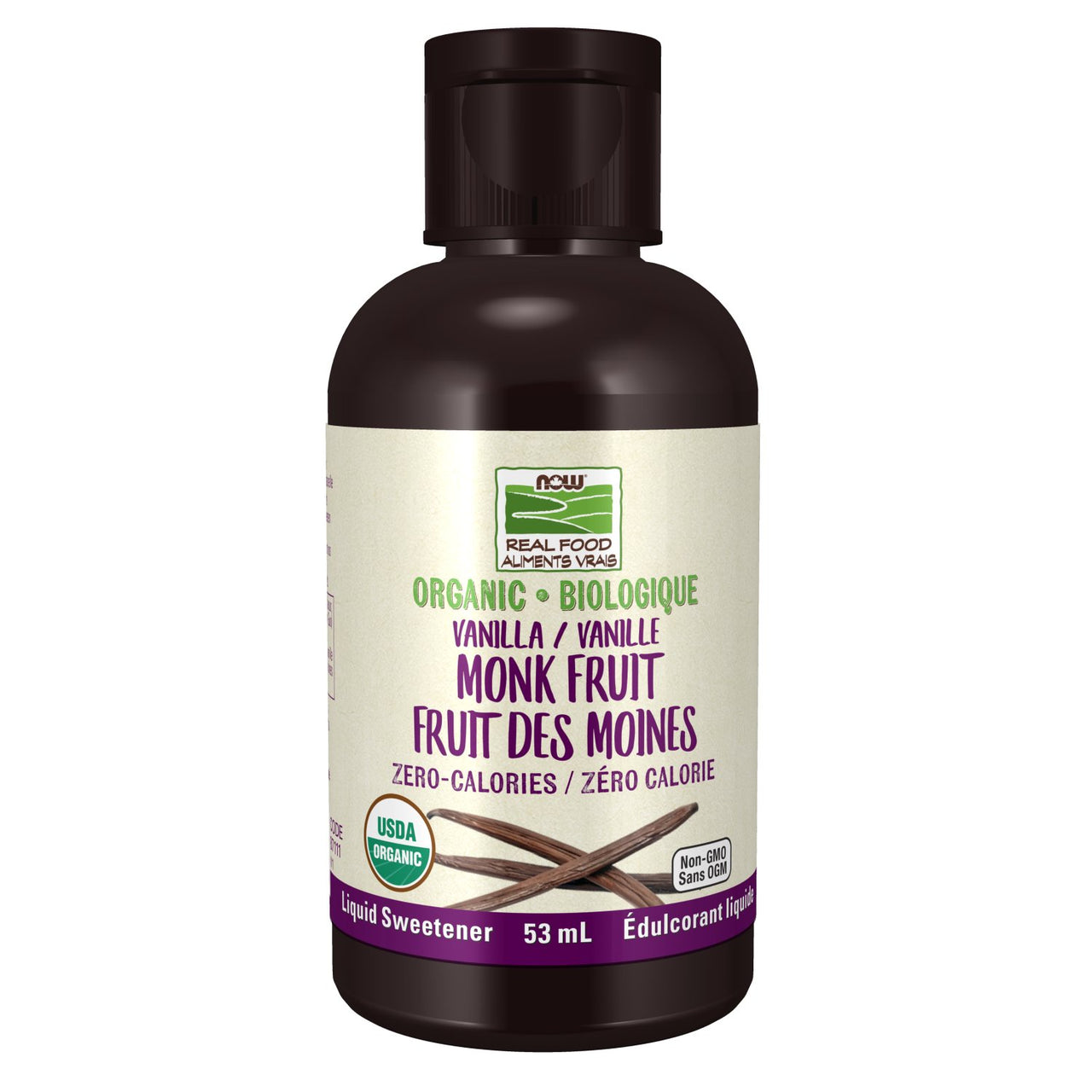 Now Organic Monk Fruit Liquid, Vanilla Flavoured 59mL - Nutrition Plus