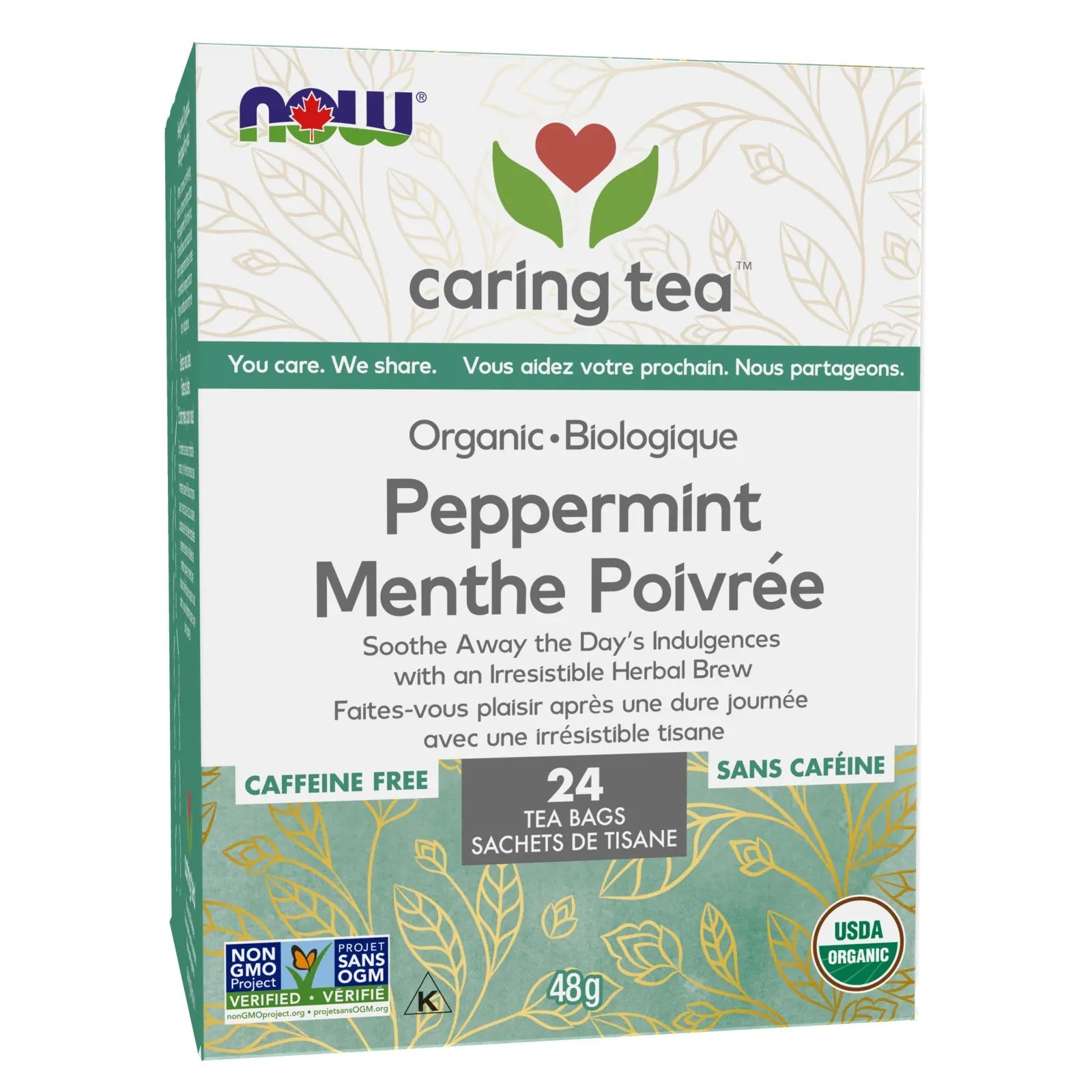 Now Organic Peppermint 24 Tea Bags - Nutrition Plus