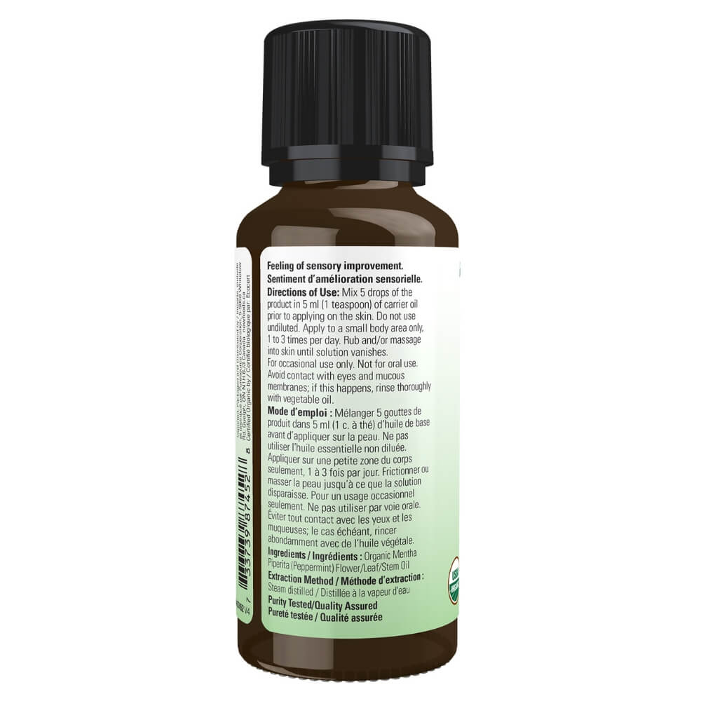 Now Organic Peppermint Essential Oil 30mL - Nutrition Plus