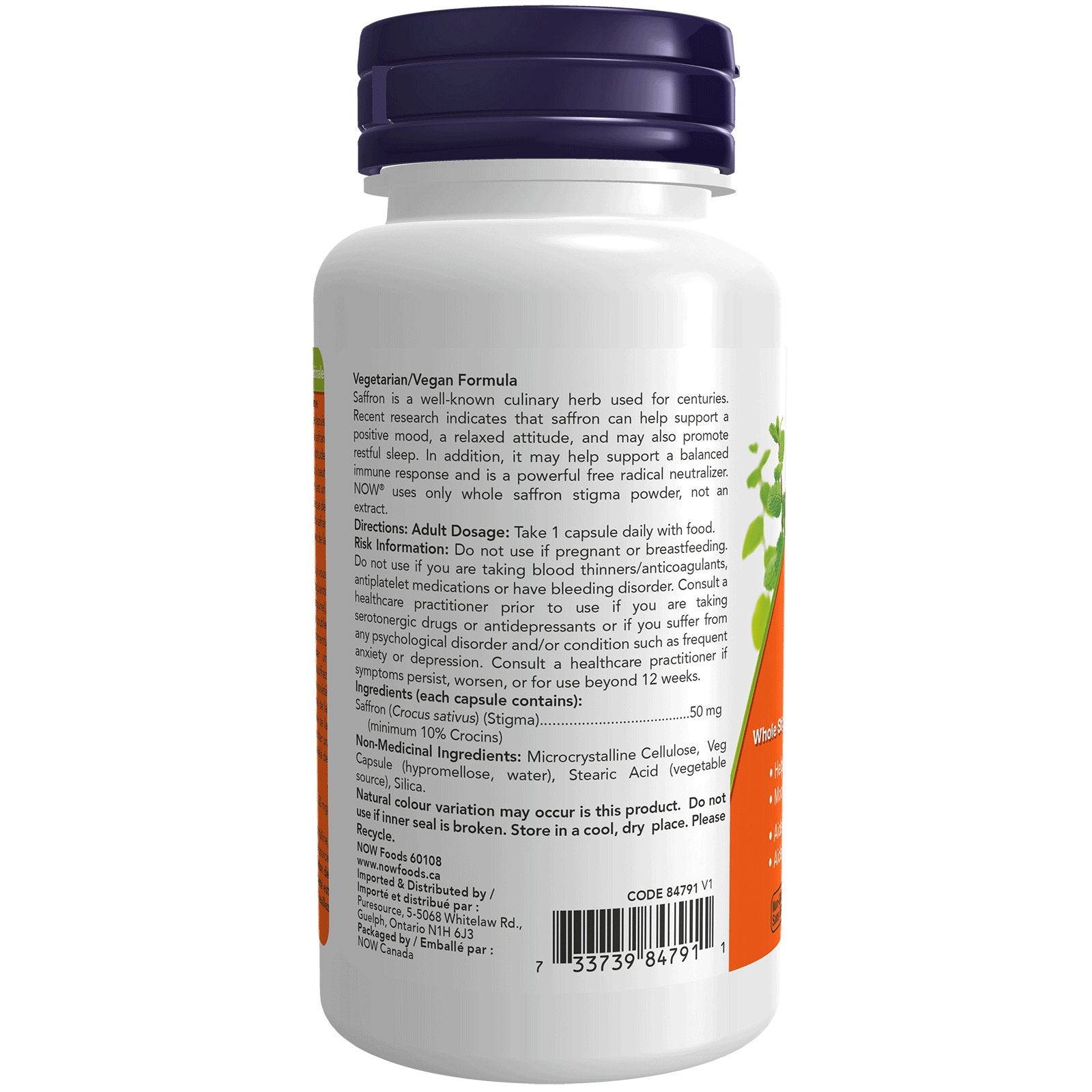 Now Saffron 50mg 60 Veg Capsules - Nutrition Plus