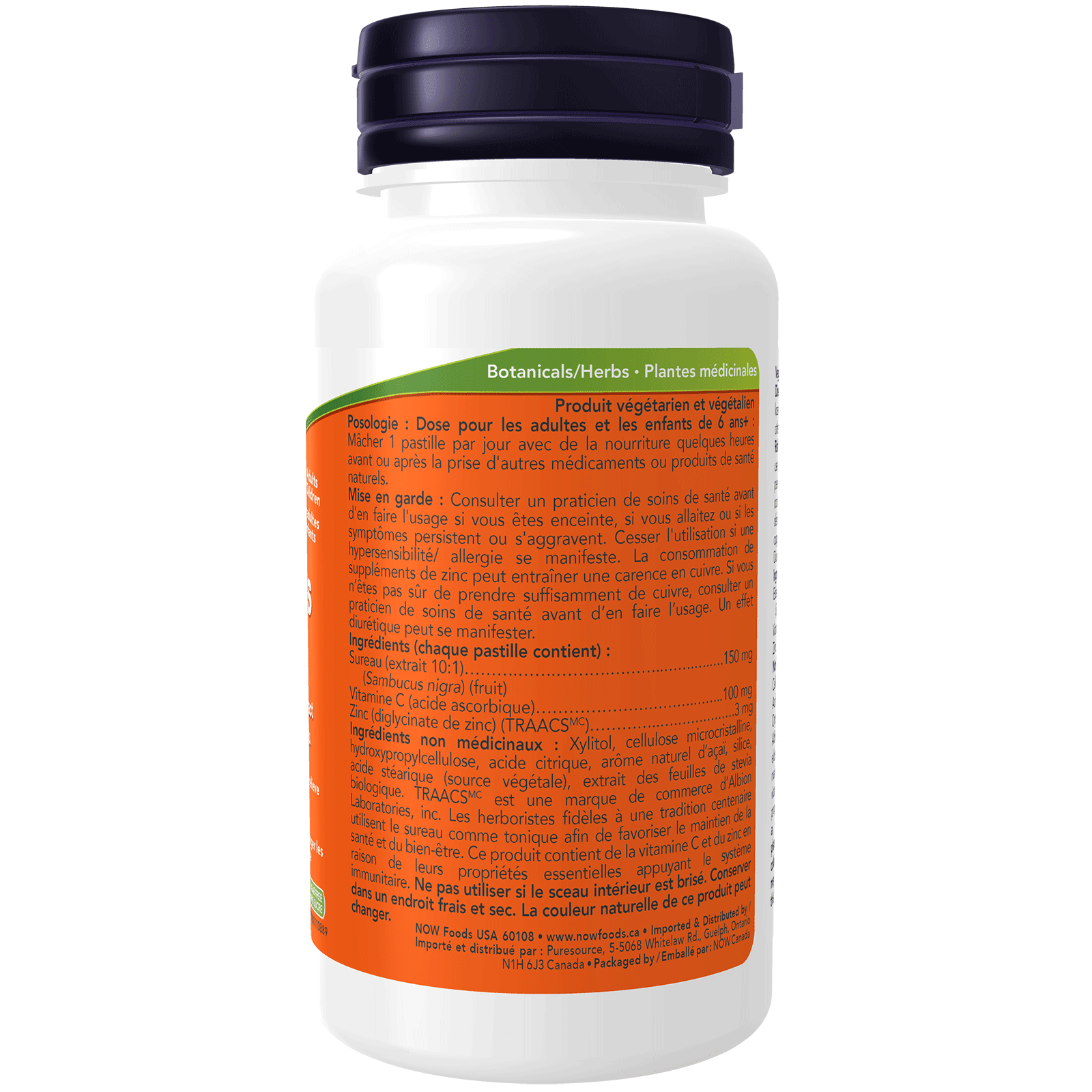 Now Sambucus Elder Zinc - C 60 Lozenges - Nutrition Plus