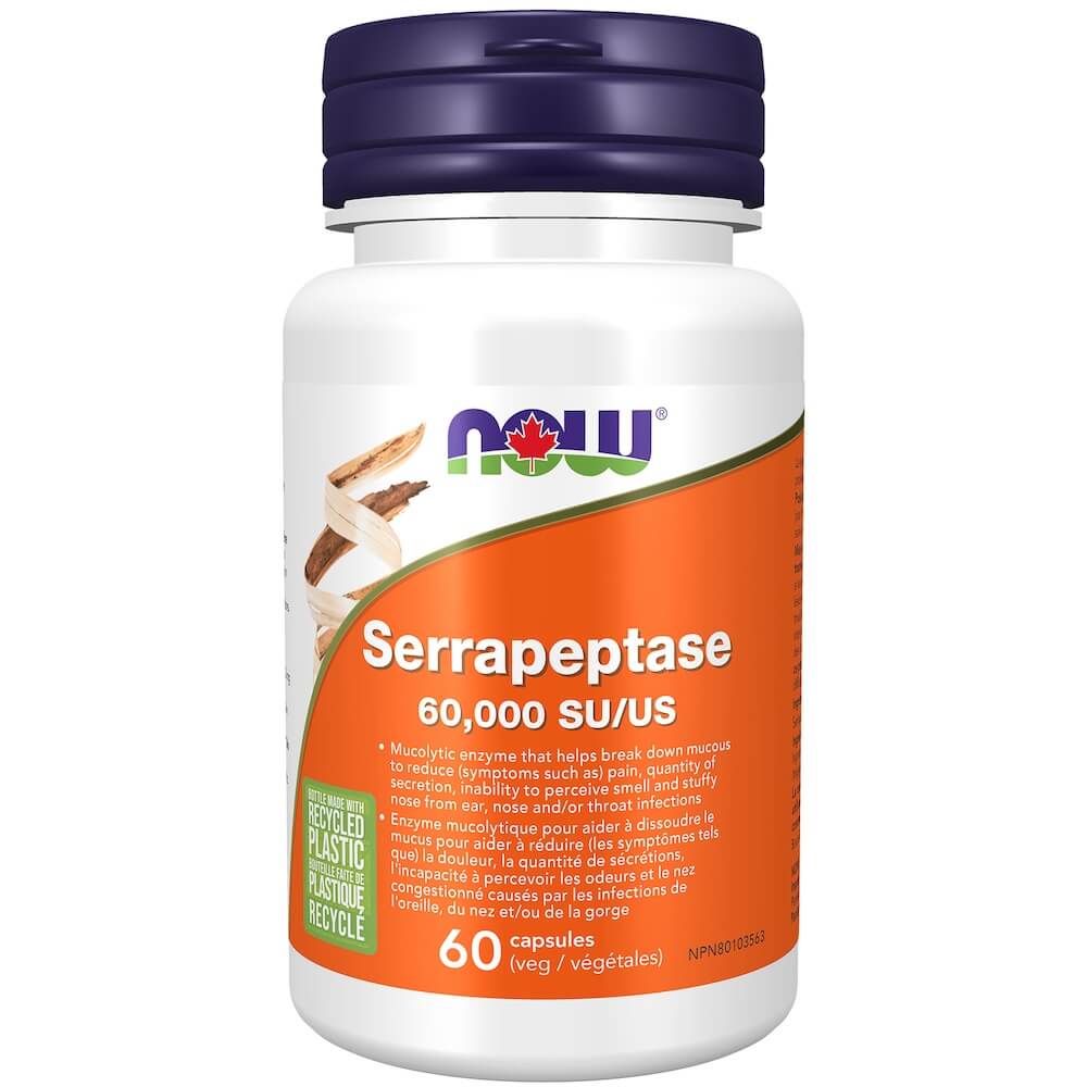 Now Serrapeptase 60,000 SU 60 Vegetarian Capsules - Nutrition Plus