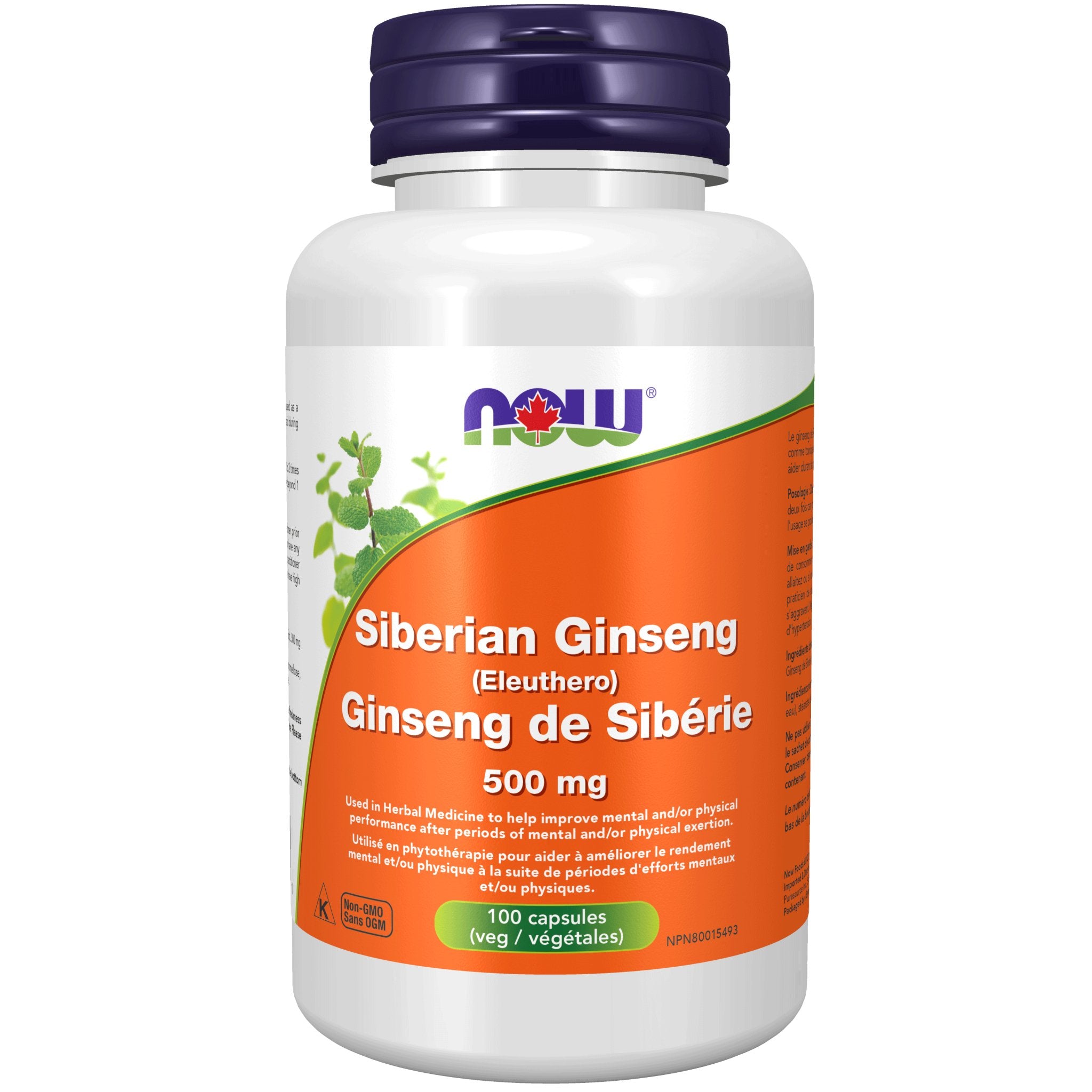 Now Siberian Ginseng 500mg 100 Veg Capsules - Nutrition Plus