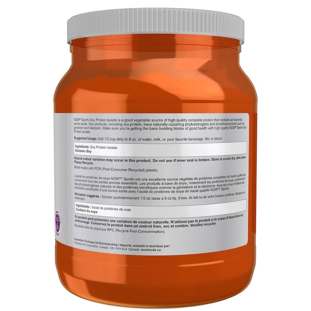 Now Soy Isolate, Non - GMO, Pure, Unflavoured 544 Grams - Nutrition Plus