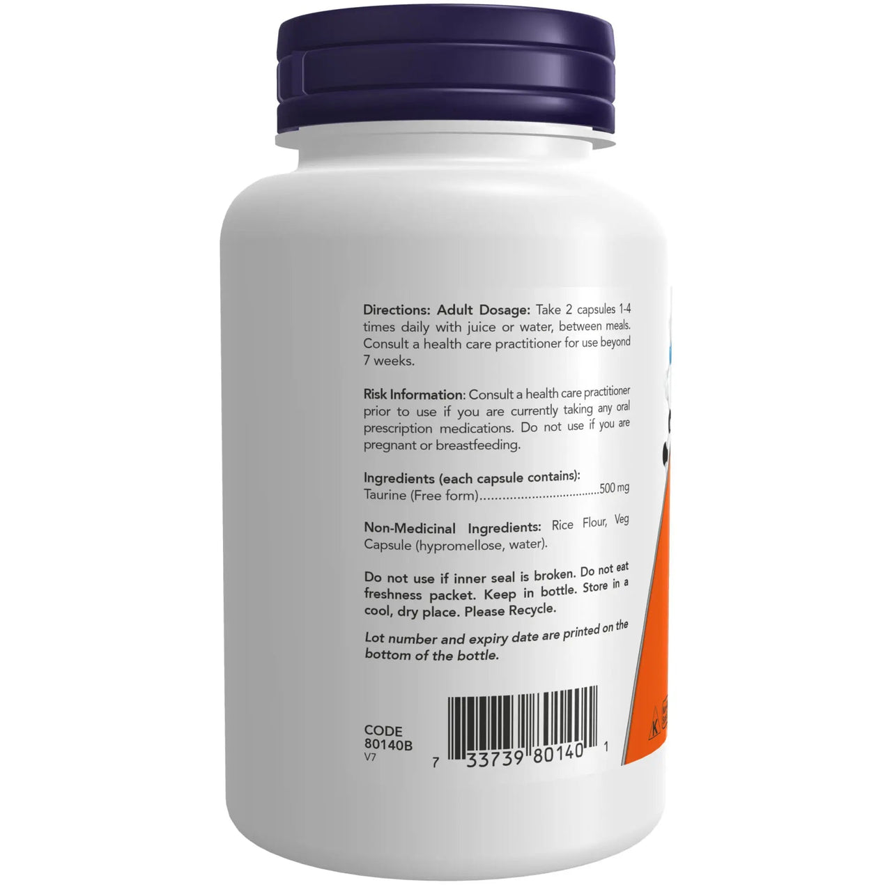 Now Taurine 500mg 100 Veg Capsules - Nutrition Plus