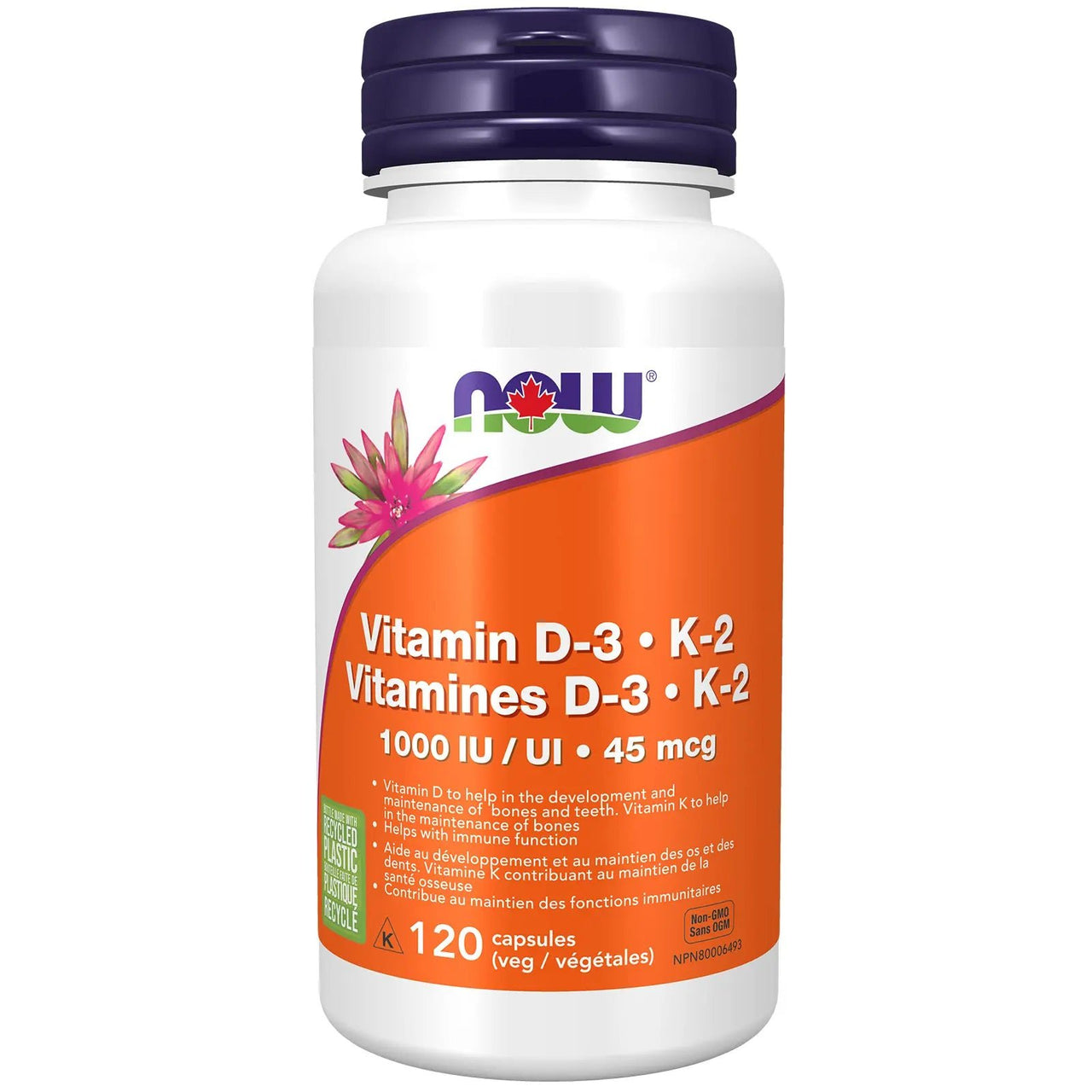 Now Vitamin D - 3 & K2 120 Veg Capsules - Nutrition Plus