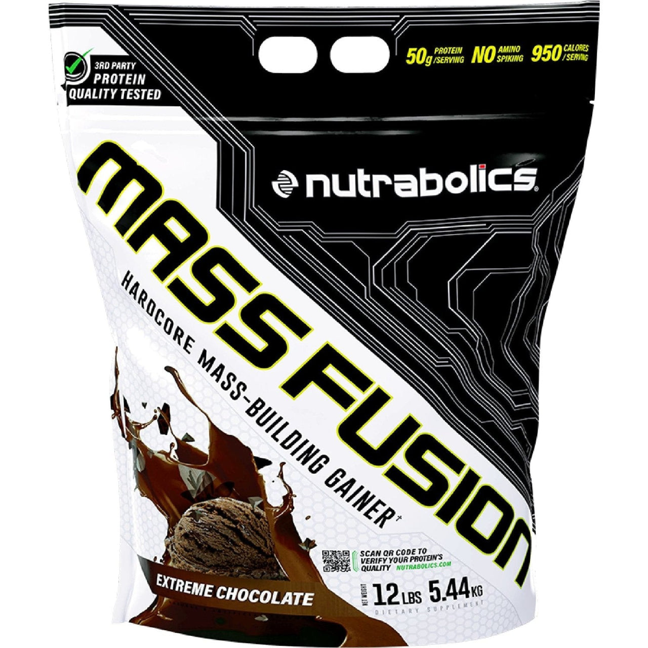 Nutrabolics Mass Fusion 12 Lbs, Hardcore Mass - Building Gainer - Nutrition Plus