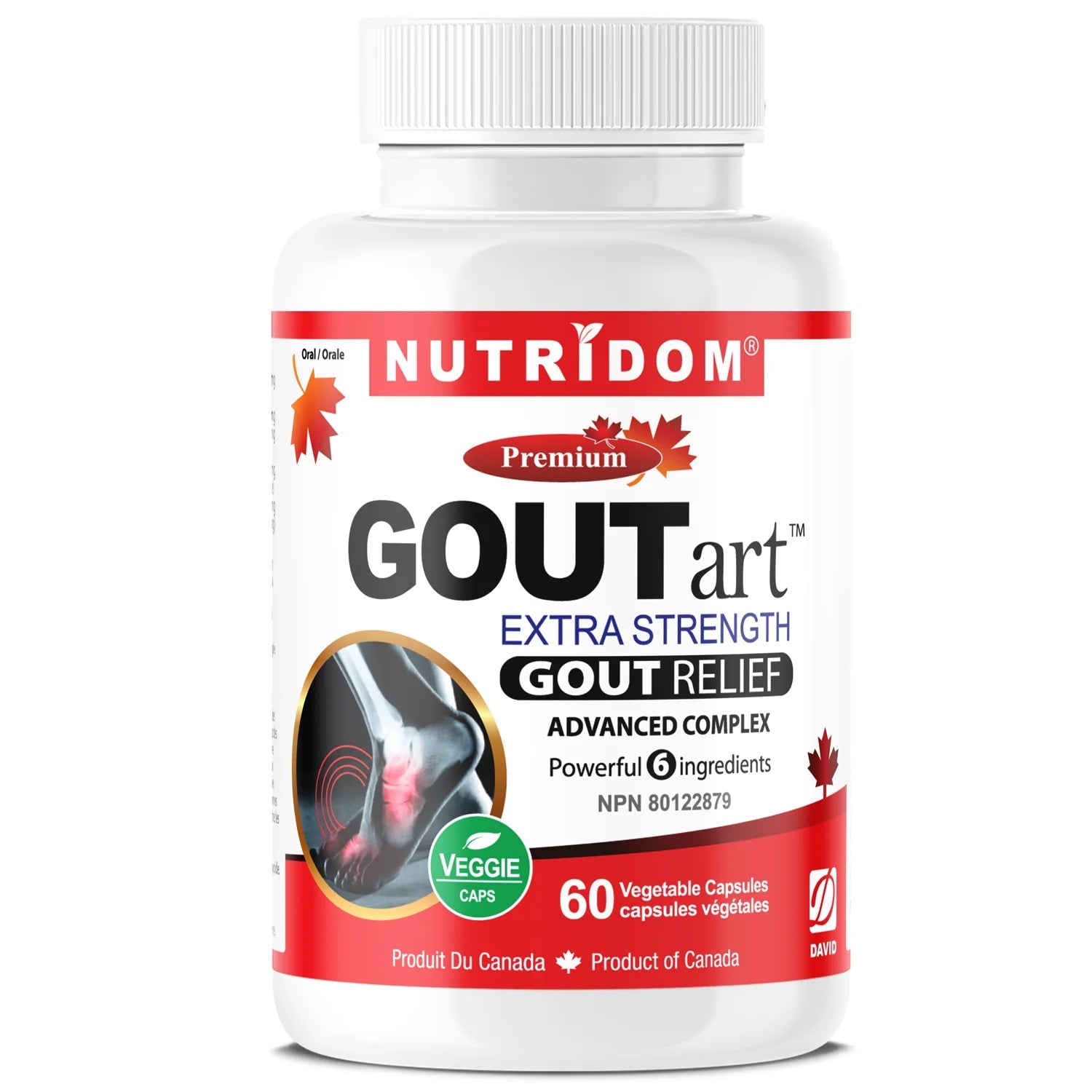 Nutridom GOUTart Cherry Extra Strength, 60 Veg Capsules, Gout Relief - Nutrition Plus