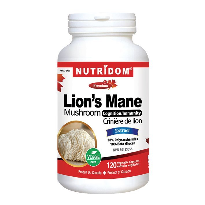 Nutridom Lion's Mane Mushroom 500mg, 120 Veg Capsules - Nutrition Plus