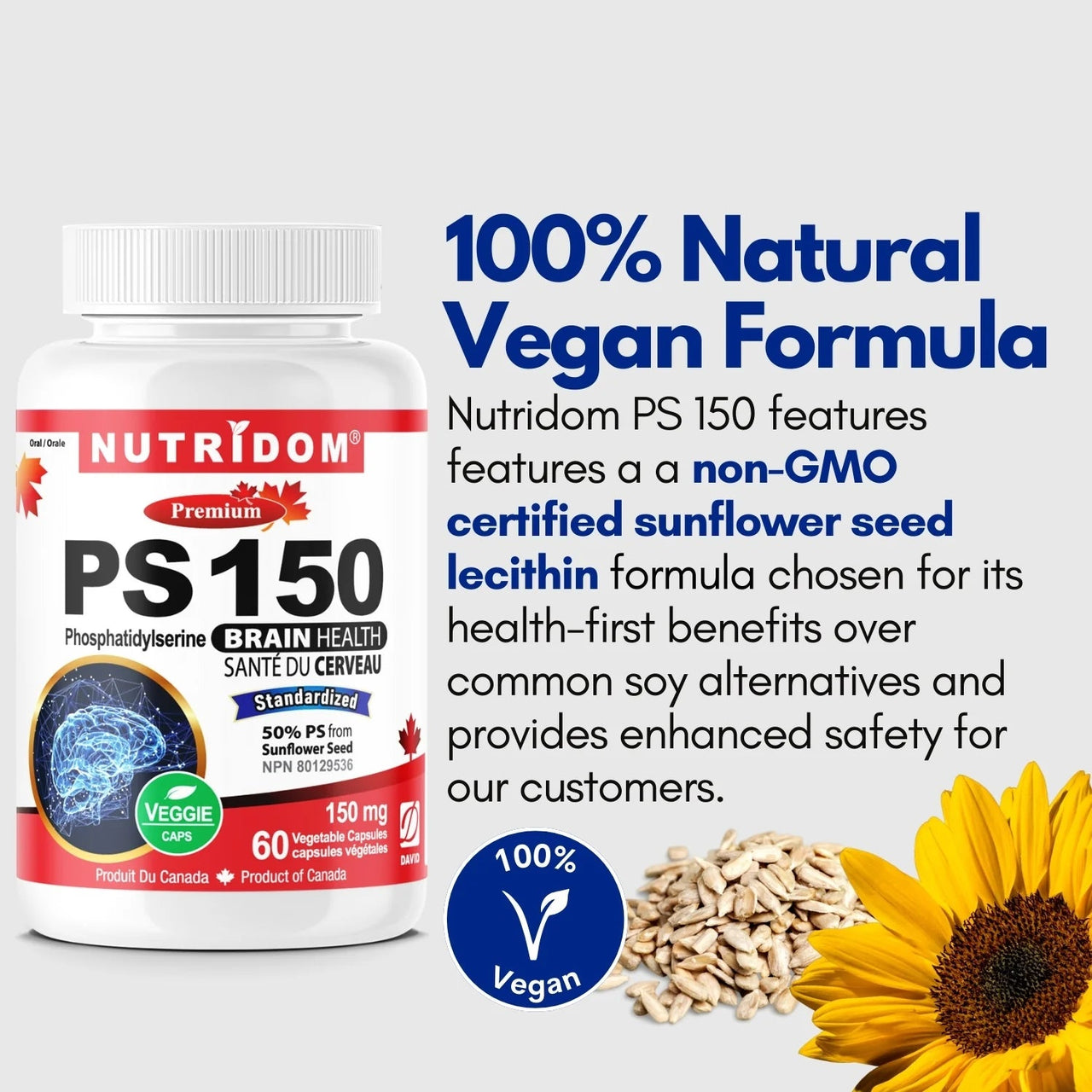 Nutridom PS 150mg, 60 Veg Capsules - Nutrition Plus