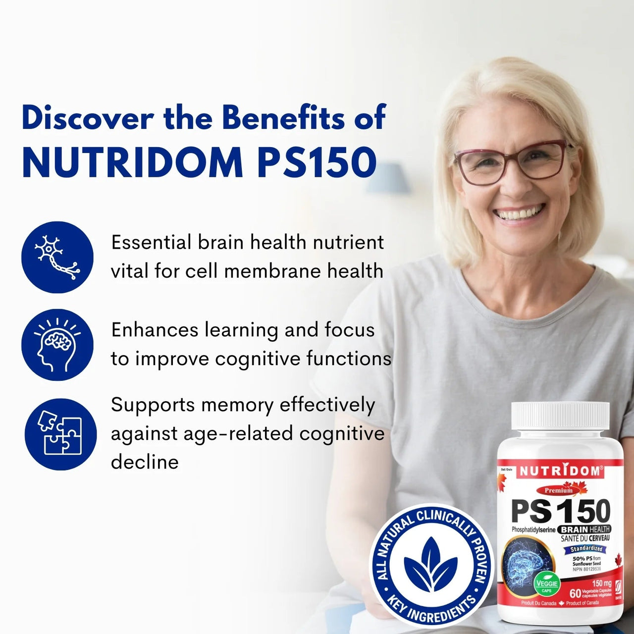 Nutridom PS 150mg, 60 Veg Capsules - Nutrition Plus