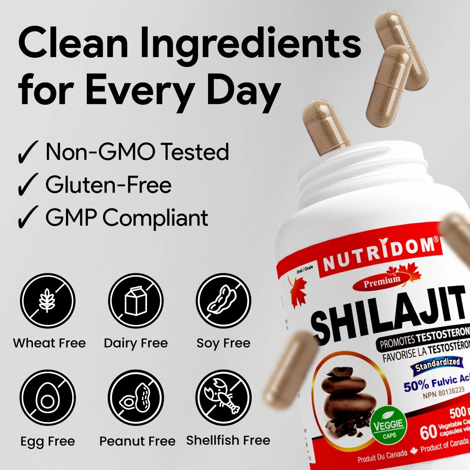 Nutridom Shilajit 500mg 60 Veg Capsules - Nutrition Plus