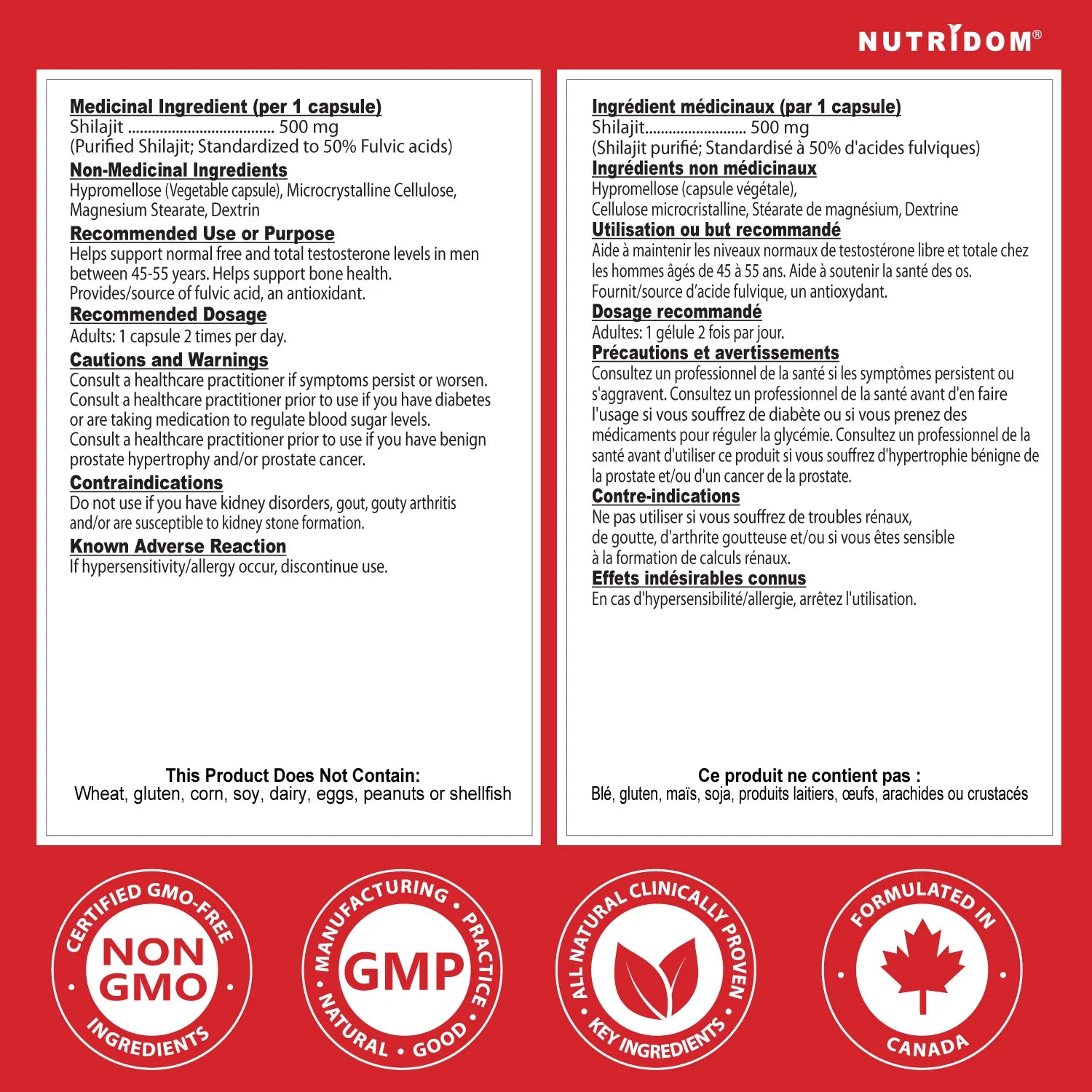 Nutridom Shilajit 500mg 60 Veg Capsules - Nutrition Plus