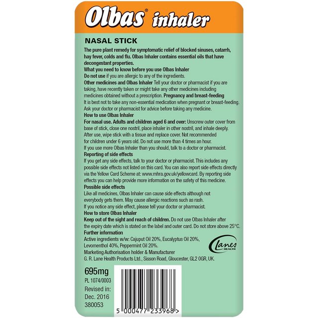 Olbas Inhaler Vapour Stick, 0.7mL - Nutrition Plus