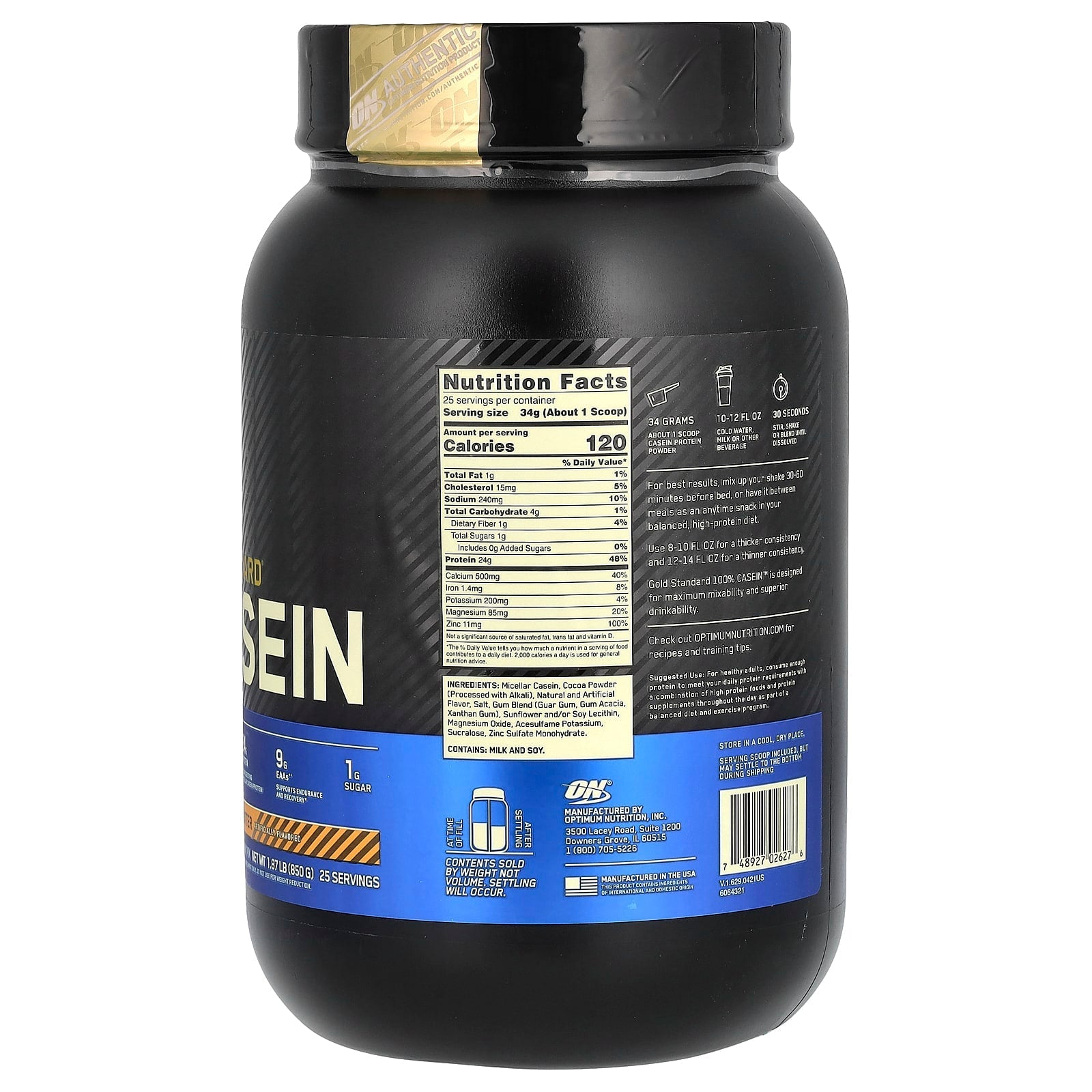 Optimum Nutrition Gold Standard Casein Chocolate Peanut Butter 1.87 lb - Nutrition Plus