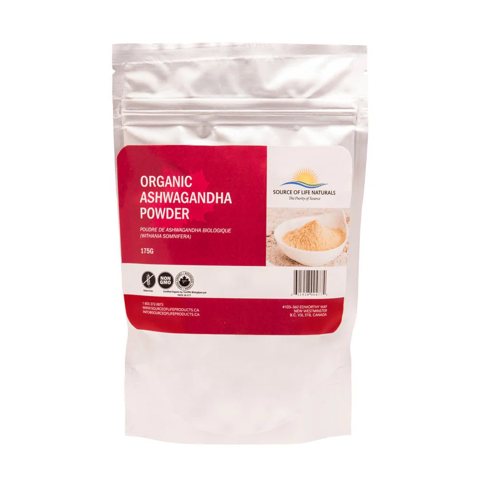 Organic Ashwagandha Powder 175 Grams, Source of Life Naturals - Nutrition Plus